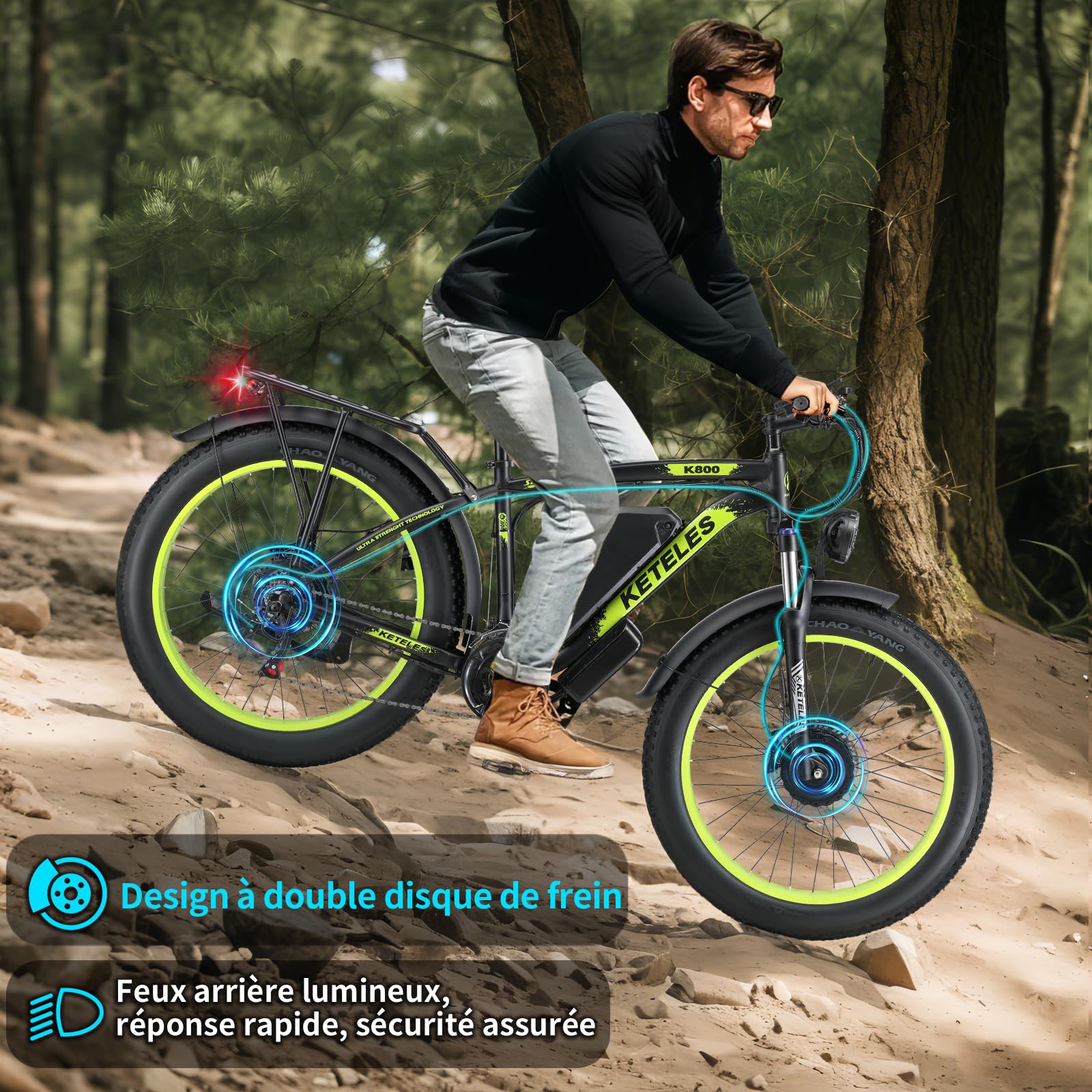 vélo électriques Homme Femme, Batterie 48V 23 Ah autonomie jusqu'à 40-90 km VTT Electrique, 21 Vitesses Freins à Disque Hydrauliques, 26x4.0 pour Montagne et trajets Quotidiens