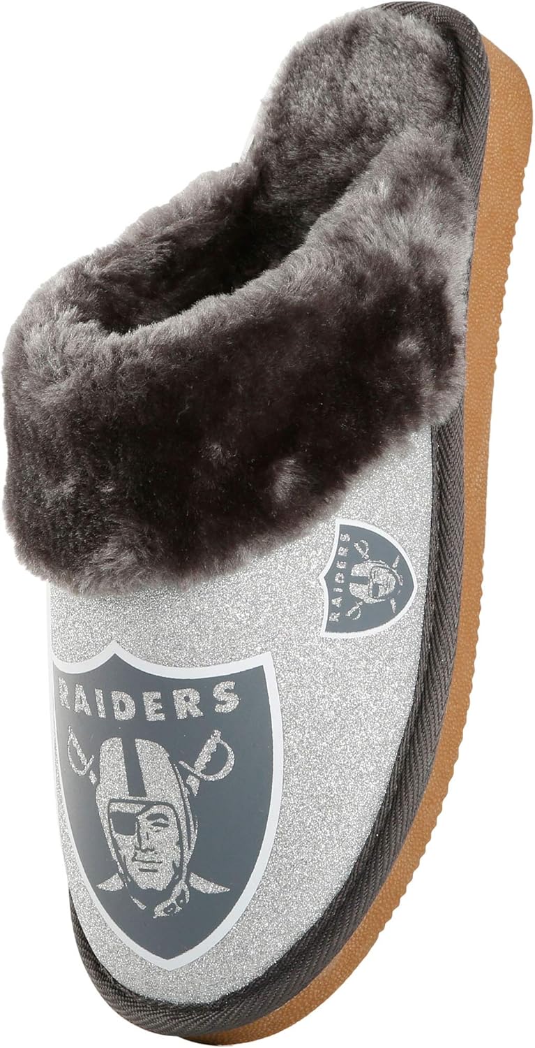 FOCO Womens NFL Team Logo Glitter Open Back Moccasin
