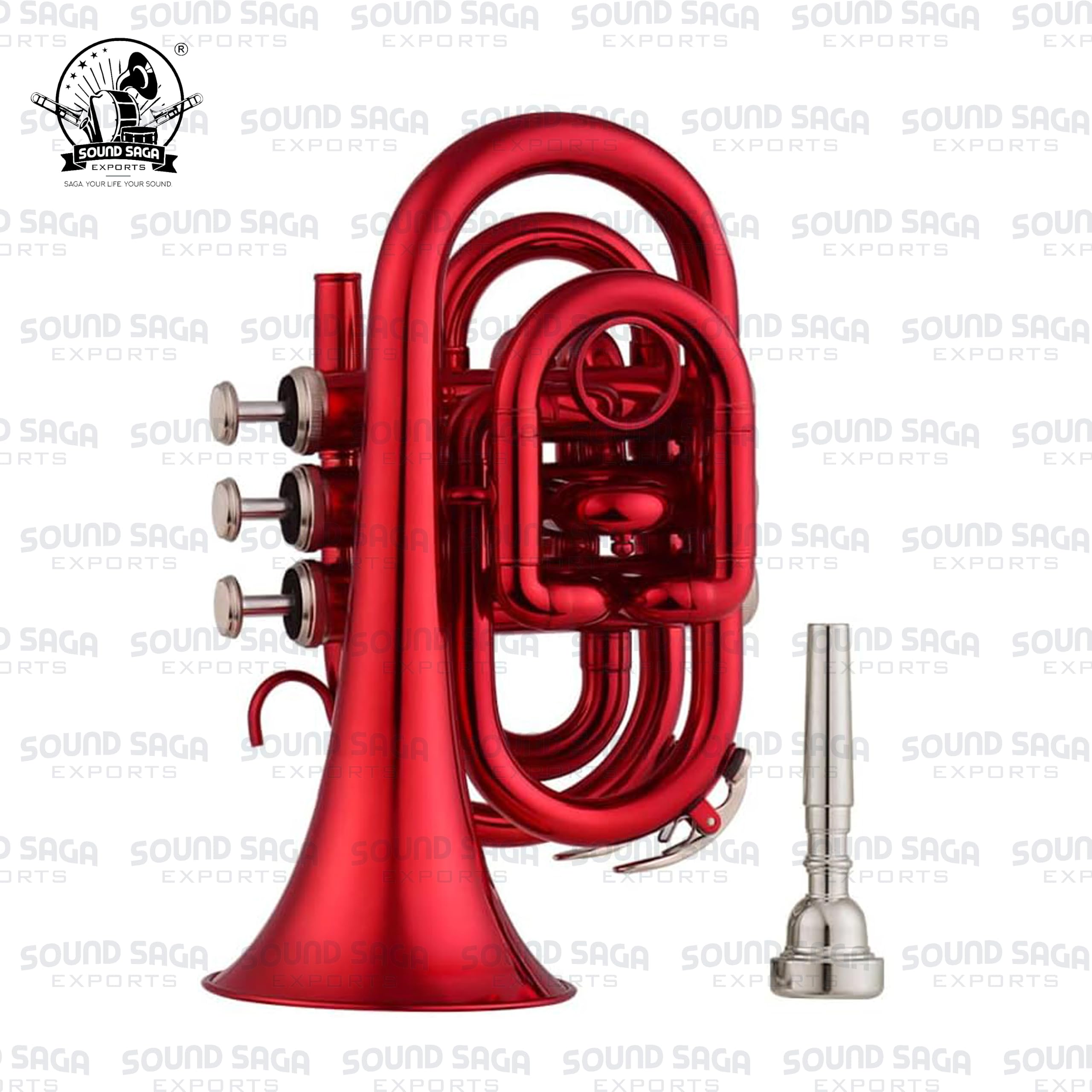 Instrumento de latón para trompeta de bolsillo Bb | Instrumento hecho a mano con precisión | Ideal para estudiantes, orquesta, conciertos y principiantes | Boquilla y funda de transporte dura incluida