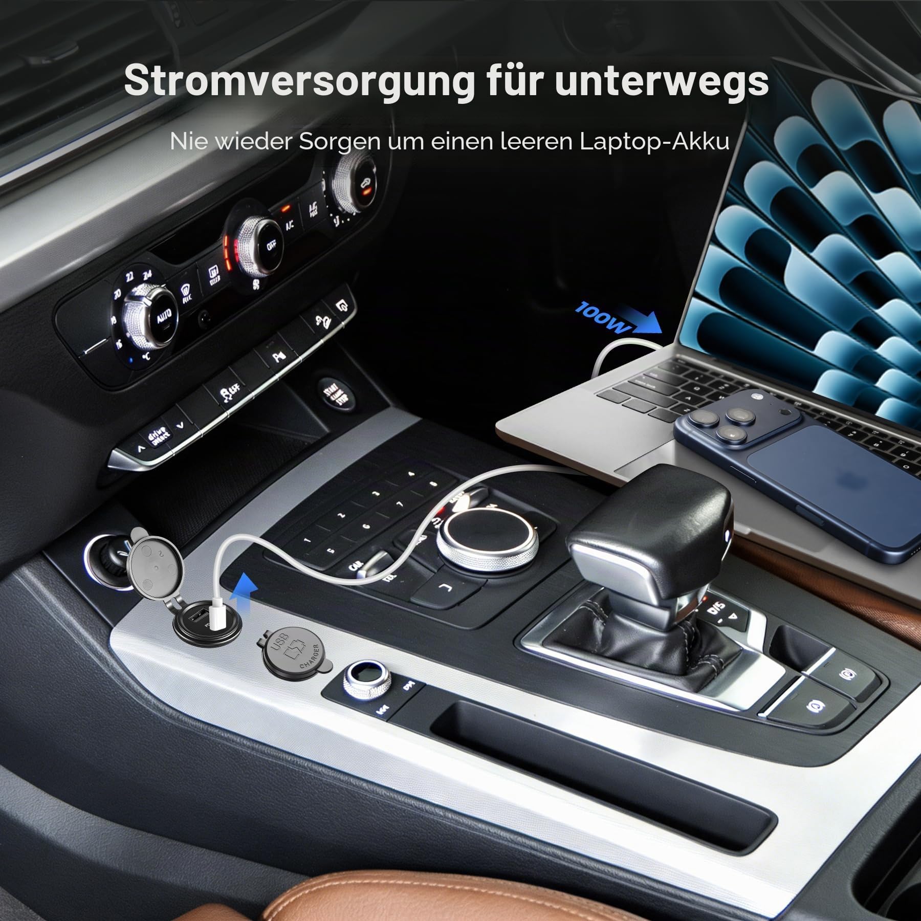 acegoo 12V USB C Steckdose 100W PD & 18W QC, Wohnmobil Auto USB Dose Buchse 12 Volt KFZ Wasserdicht Laptop Einbau Ladegerät für Camper Auto Motorrad Boot LKW Wohnwagen (1 Stück)