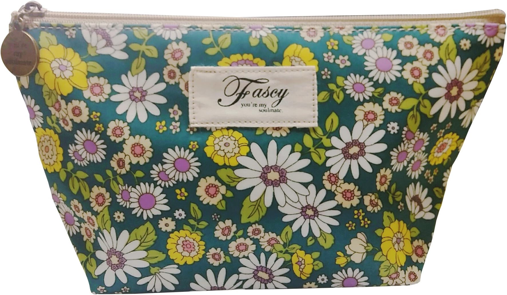 AURORA BAY Chrysanthemum Cosmetic Pouch Clutch Makeup Bag Waterproof Toiletry Bag, Travel Kit Bag (Green)