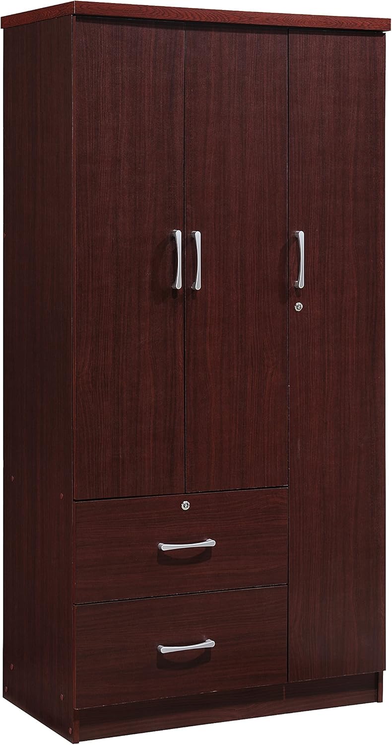 Hodedah 3Door 2Drawers, 3Shelves in Mahogany Bedroom