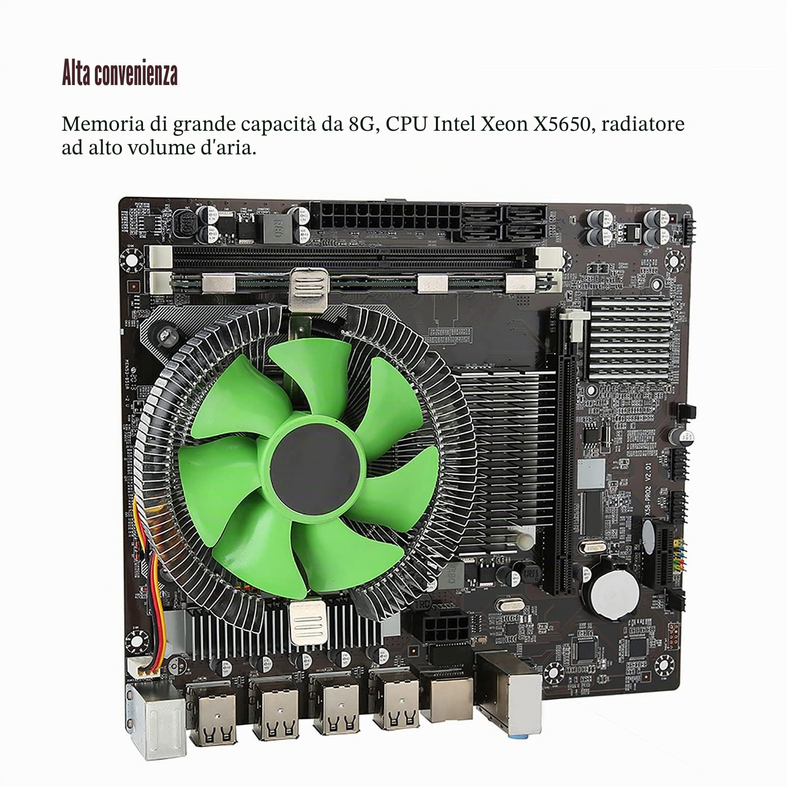 Kit Scheda Madre Gaming, LGA 1366 Socket CPU, 8GB DDR3 1333 MHz di Memoria, Ventola di Raffreddamento, Scheda Madre PC Desktop per Xeon X5650