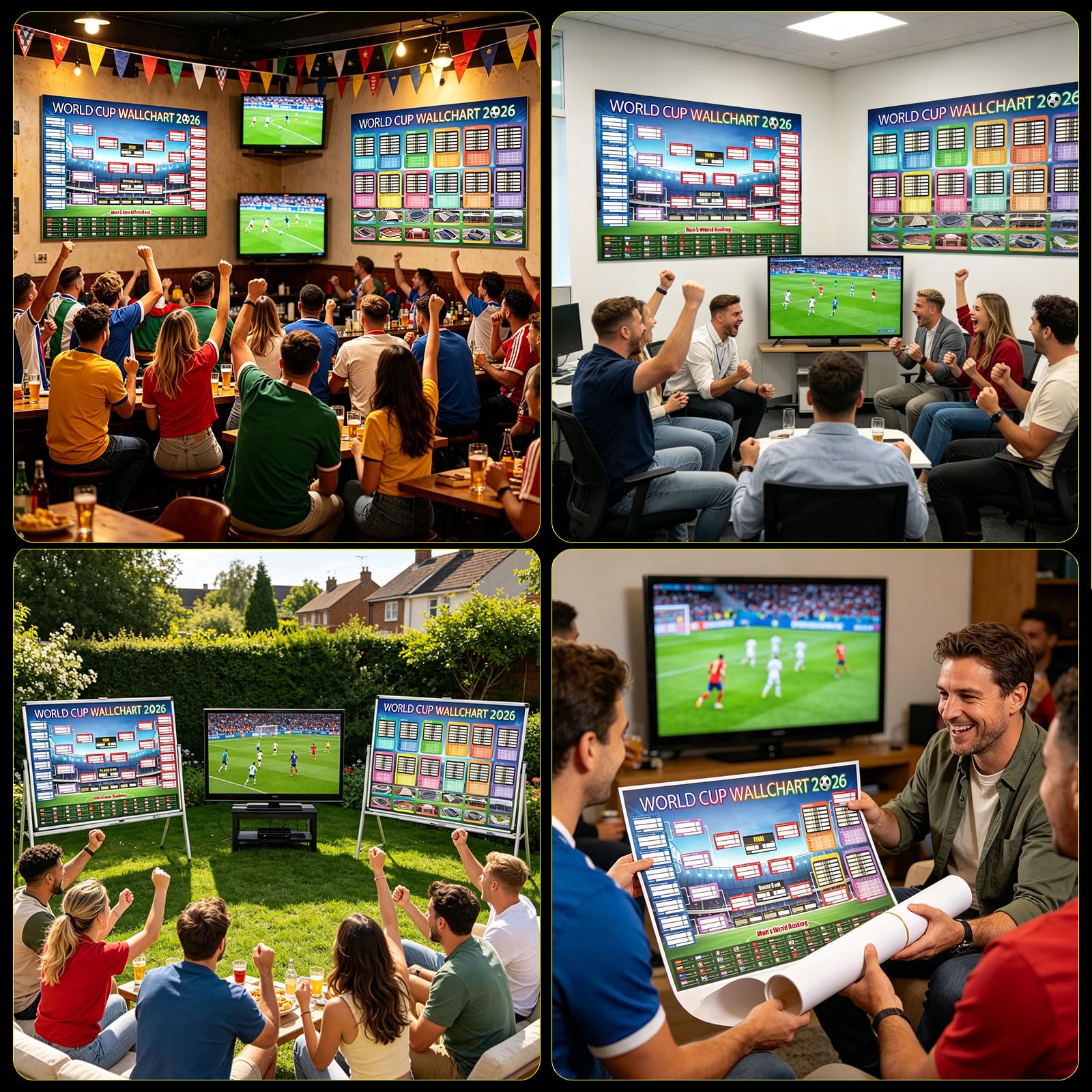 KLINNA Juego de 2 pósteres 87 x 58 cm Calendario Mundial 2026 Planificador de Pared Gran Formato