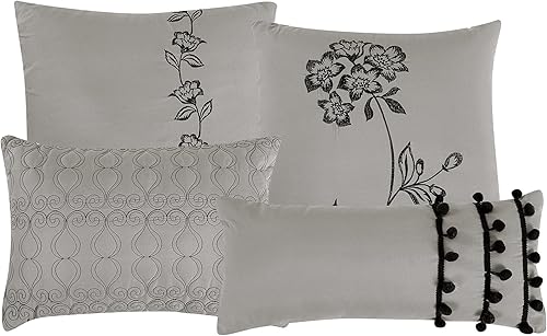 Miniatura 9 de Deborah - Juego de edredón de 7 piezas, hermoso diseño de motivos con estampado bordado