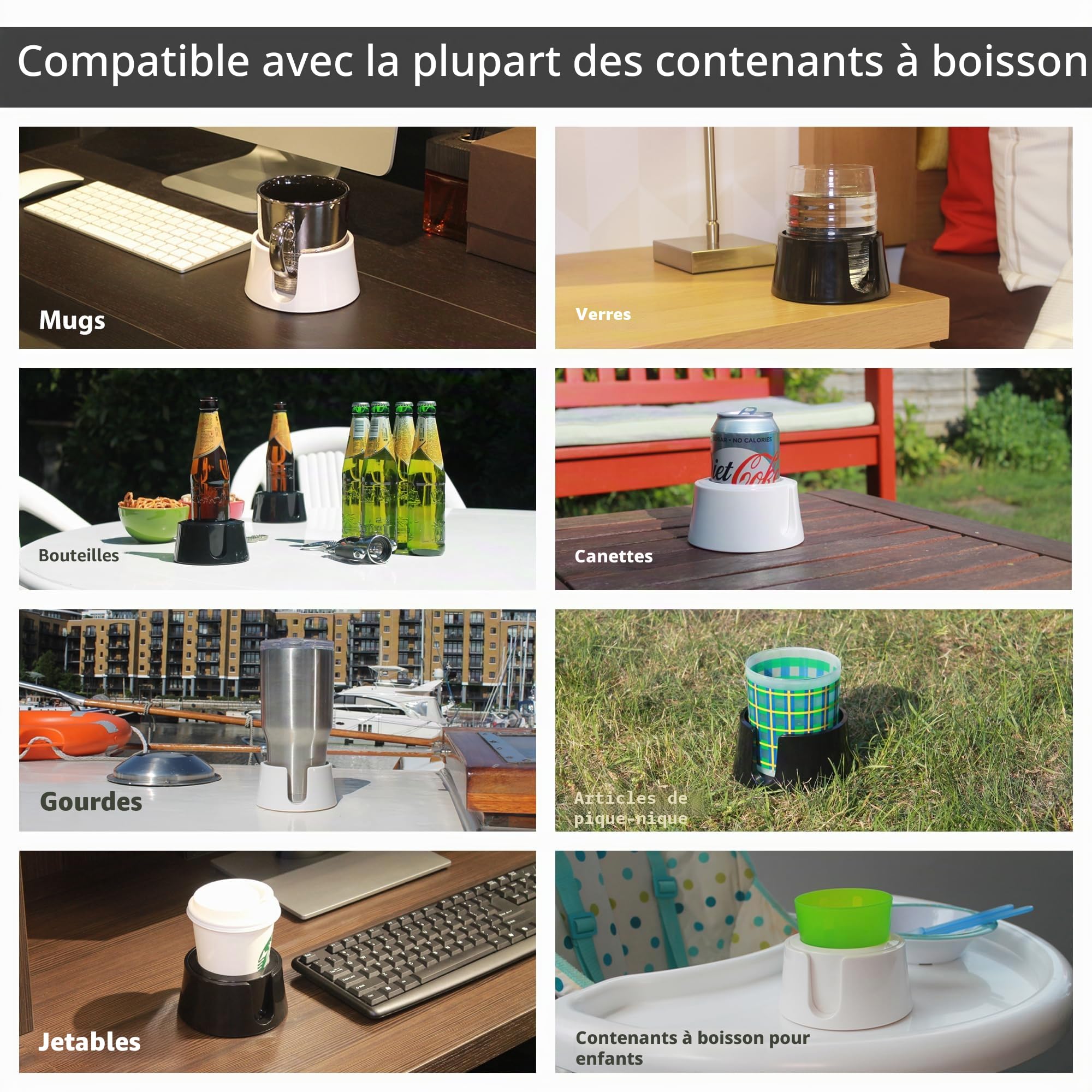 TableCoaster - Le Porte-gobelet Ultime pour Votre Table (Noir Jais)