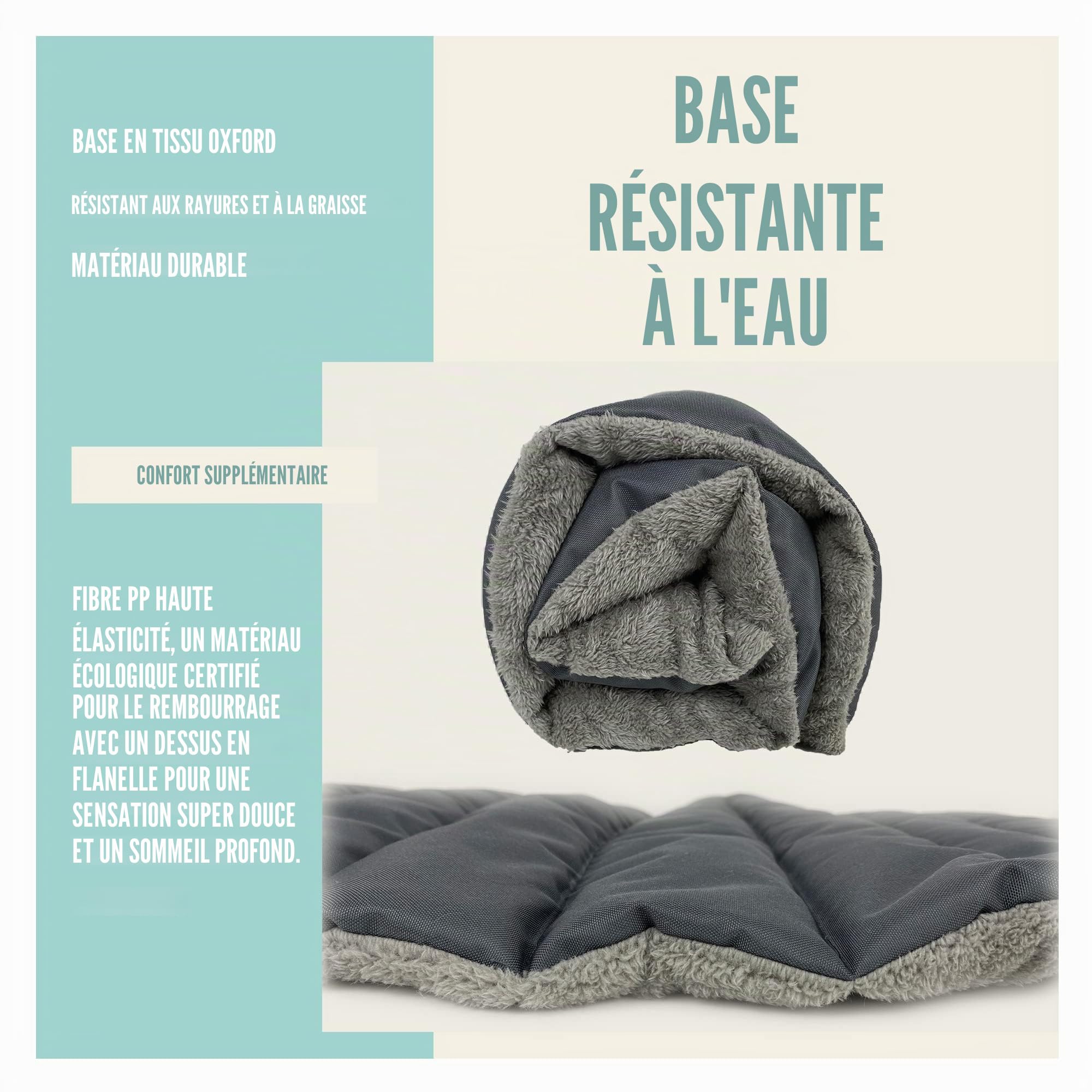 │ Grand lit de Voyage pour Chien │ Tapis Enroulable pour intérieur et extérieur avec Base résistante à l'eau et Couverture Souple │ Idéal pour Le Jardin, Le Camping, Le Coffre de Voiture