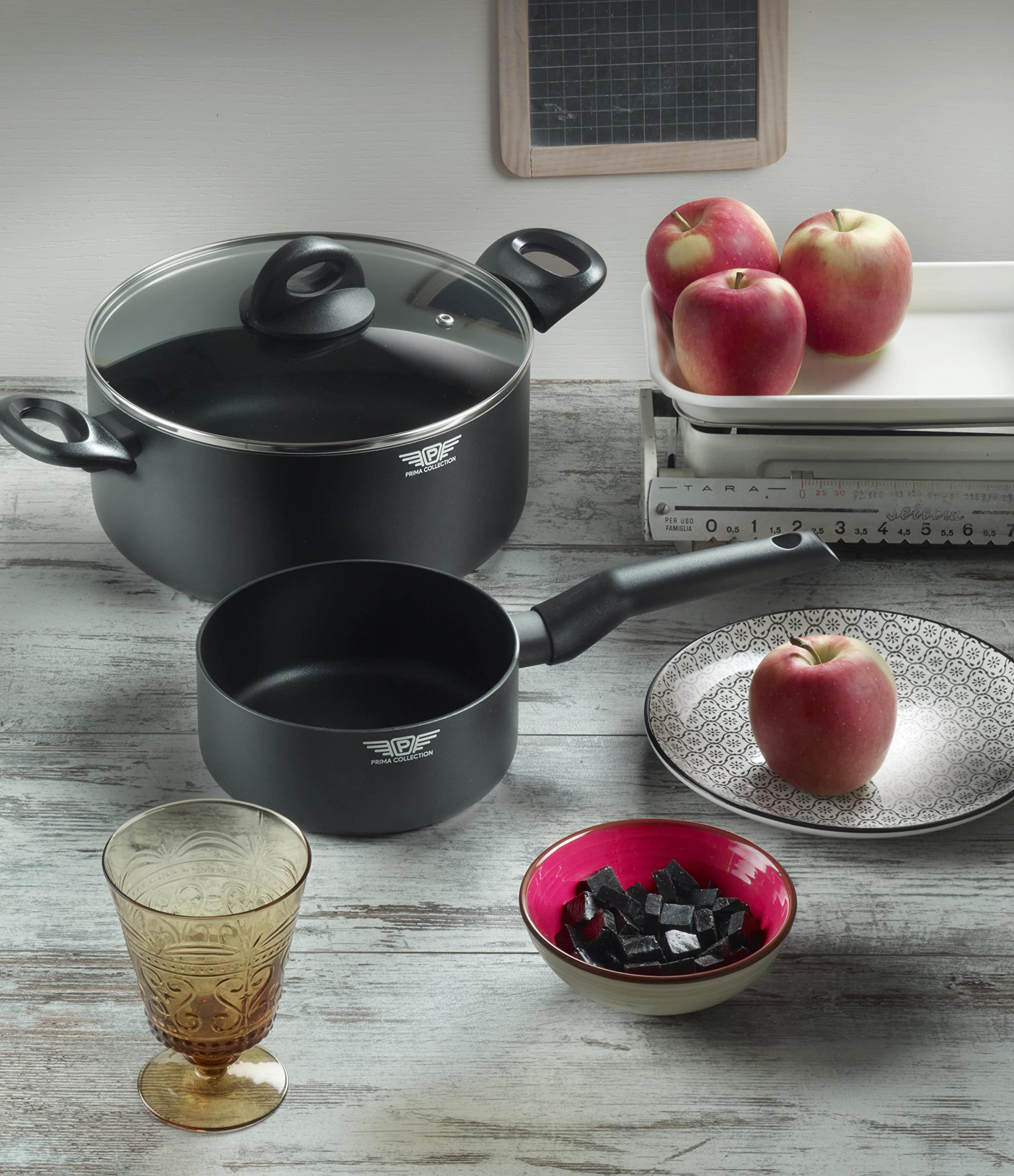 Prima Collection Black Padella per crepes, Crepiera in Alluminio Antiaderente adatta per tutti i tipi di fuochi compreso Induzione Diametro 25 cm