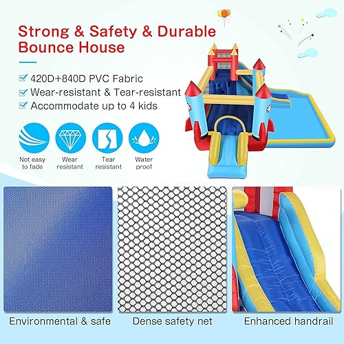 Miniatura 3 de AKEYDIY Casa de rebote, castillo inflable con soplador para niños de 3 a 12 años, parque acuático para exteriores e interiores para patio trasero