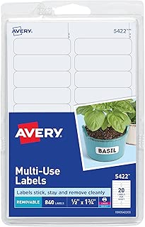 Avery Self-Adhesive Removable Labels, 0.5 x 1.75 Inches, White, 840 per Pack (05422) - coolthings.us