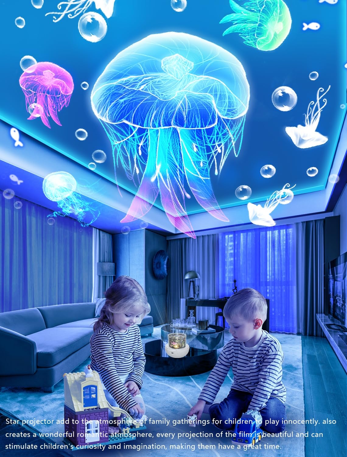 Projektor Nachtlicht für Kinder + 21 Sets Filme, Kinder Nachtlicht Projektor für Schlafzimmer, Decke, Stern Galaxie Projektor mit 360° Drehung, Dimmbar für Baby Mädchen, Weihnachten, Kinderzimmer