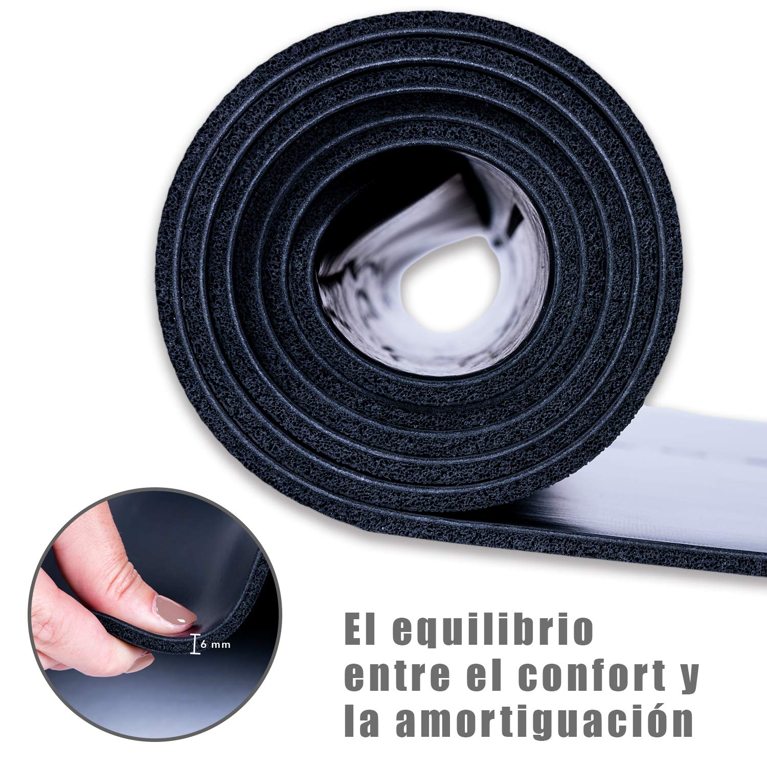 NEWPOWER - Esterilla Yoga Antideslizante Ecológica, Fabricada en PU con TPE, Larga(183cm), Ancha(61cm) y Gruesa(6mm). Colchoneta Yoga con Sist. de Línea del Cuerpo y Textura Doble Cara. Hot Yoga Mat