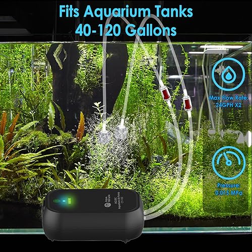 Miniatura 2 de AquaMiracle USB Aquarium Air Pump Rechargeable Aerator for Bait Bucket, Portable Battery Powered Air Pump for Aquarium, Fish Tank Air Pump for