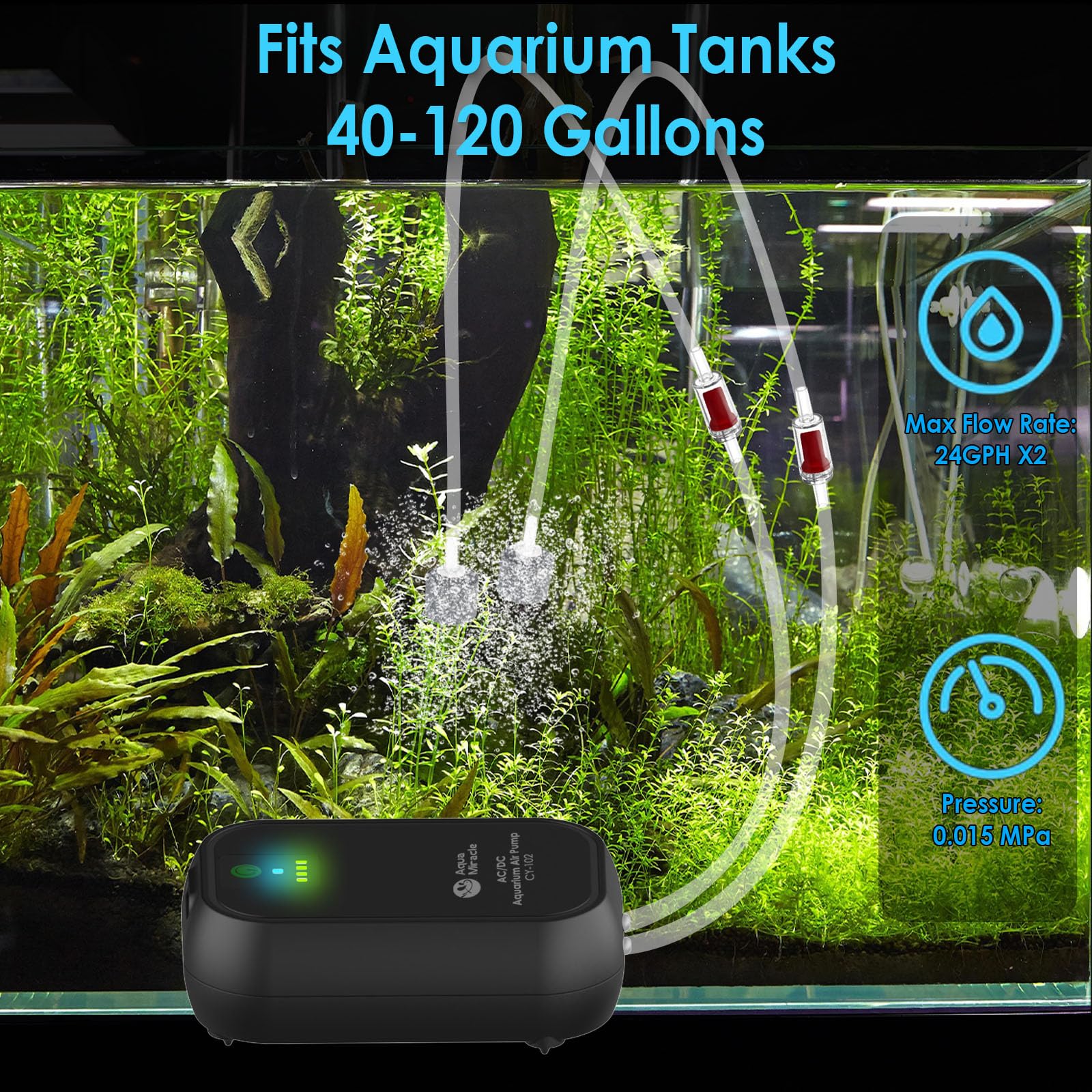AquaMiracle Bomba de aire USB para acuario, recargable, para cubo de cebo, bomba de aire portátil alimentada por batería para acuario, bomba de aire para pecera para pesca al aire libre, corte de