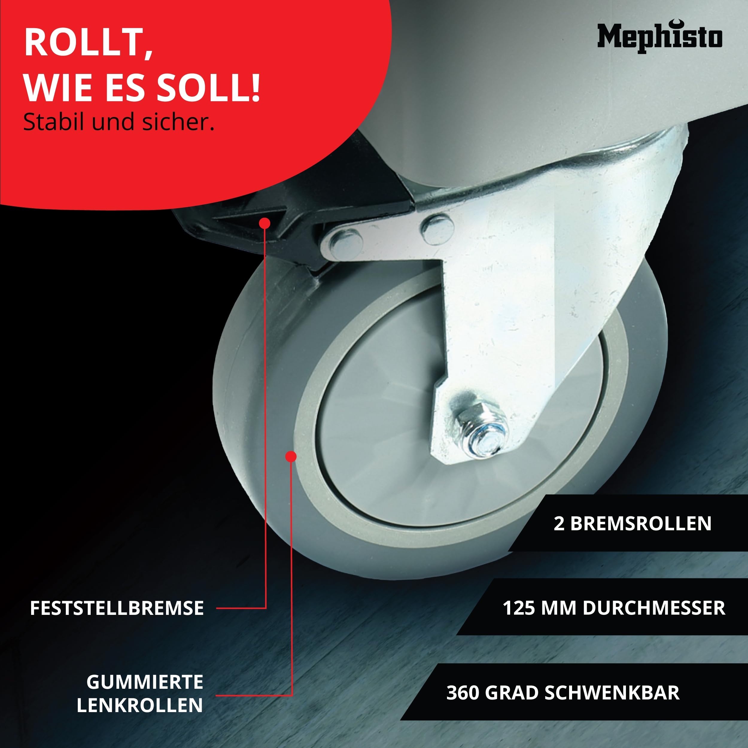Mephisto Premium Werkzeugwagen Werkstattwagen mit Edelstahlablage und 8 Schubladen ohne Werkzeug Inhalt