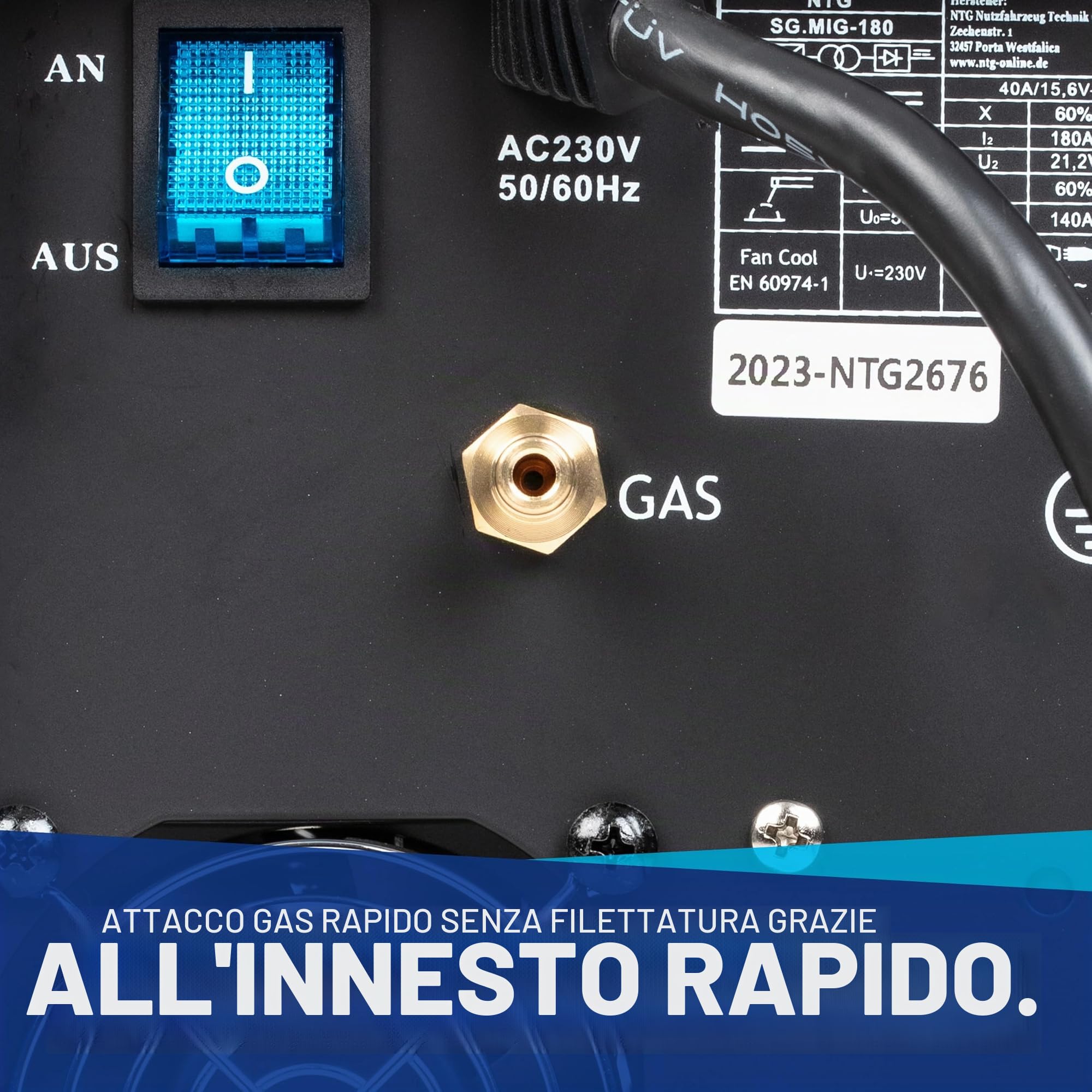 Saldatrice inverter MIG-180mini | Apparecchio multifunzione | 180 ampere | Filo pieno senza gas | FLUX | Gas di protezione | Elettrodo | MMA | Saldatura manuale | MIG | MAG| Display digitale