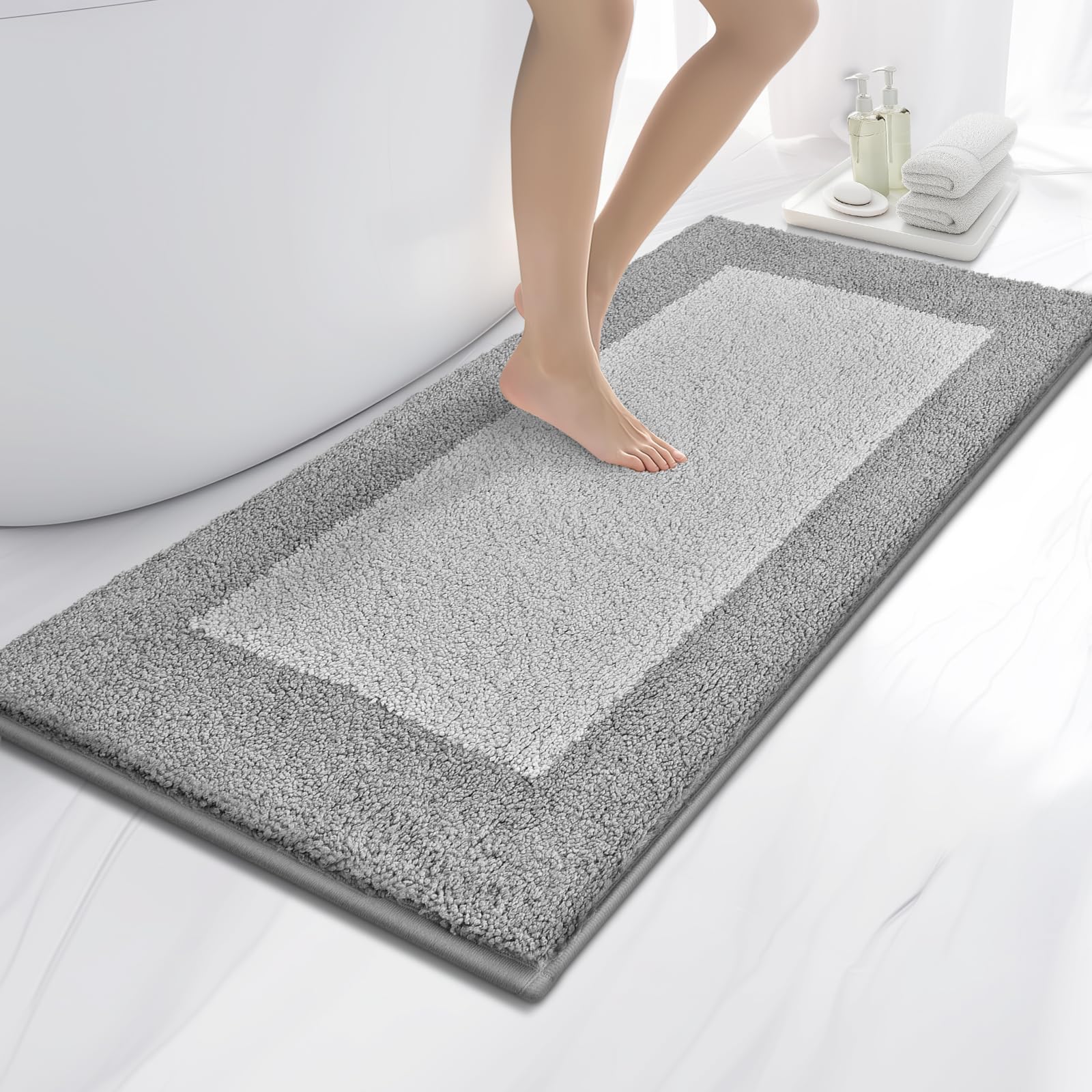 anllugs Bathroom Rugs 24" x 60", Non-Slip Extra Soft Absorbent Bath Rugs, Machine Washable Quick Dry Bath Mats for Bathroom Floor, Shower, Bathtub and