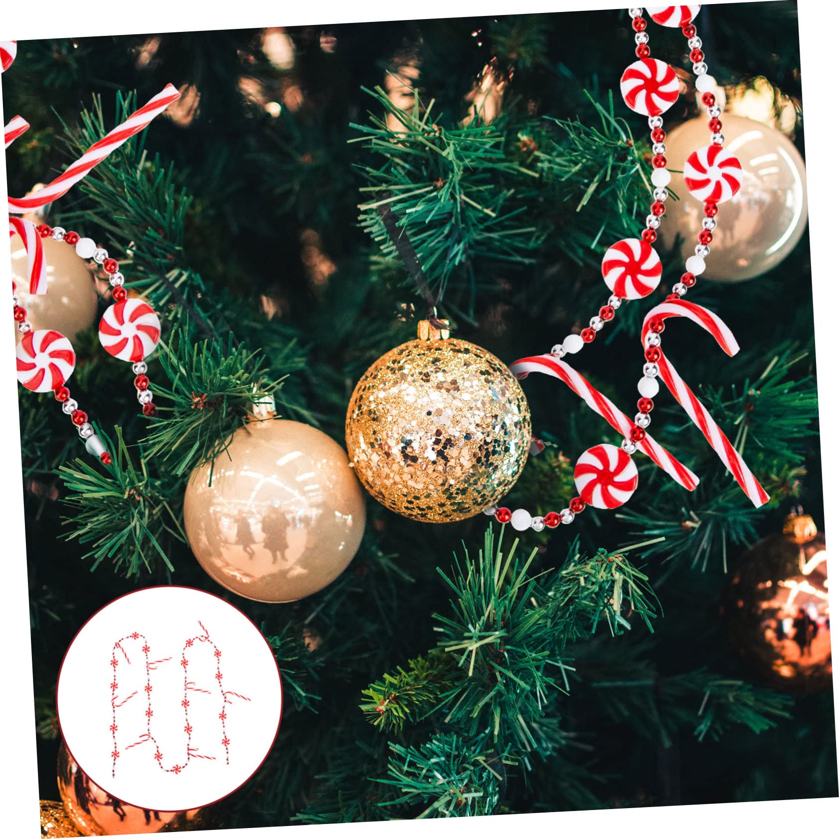 SEWACC 4stücke Weihnachtliche Zuckerperlen Girlande Dekoration Rote Und Weiße Candy Pendant Für Weihnachtsbaum Türen Fenster Wände Und Für Festliche