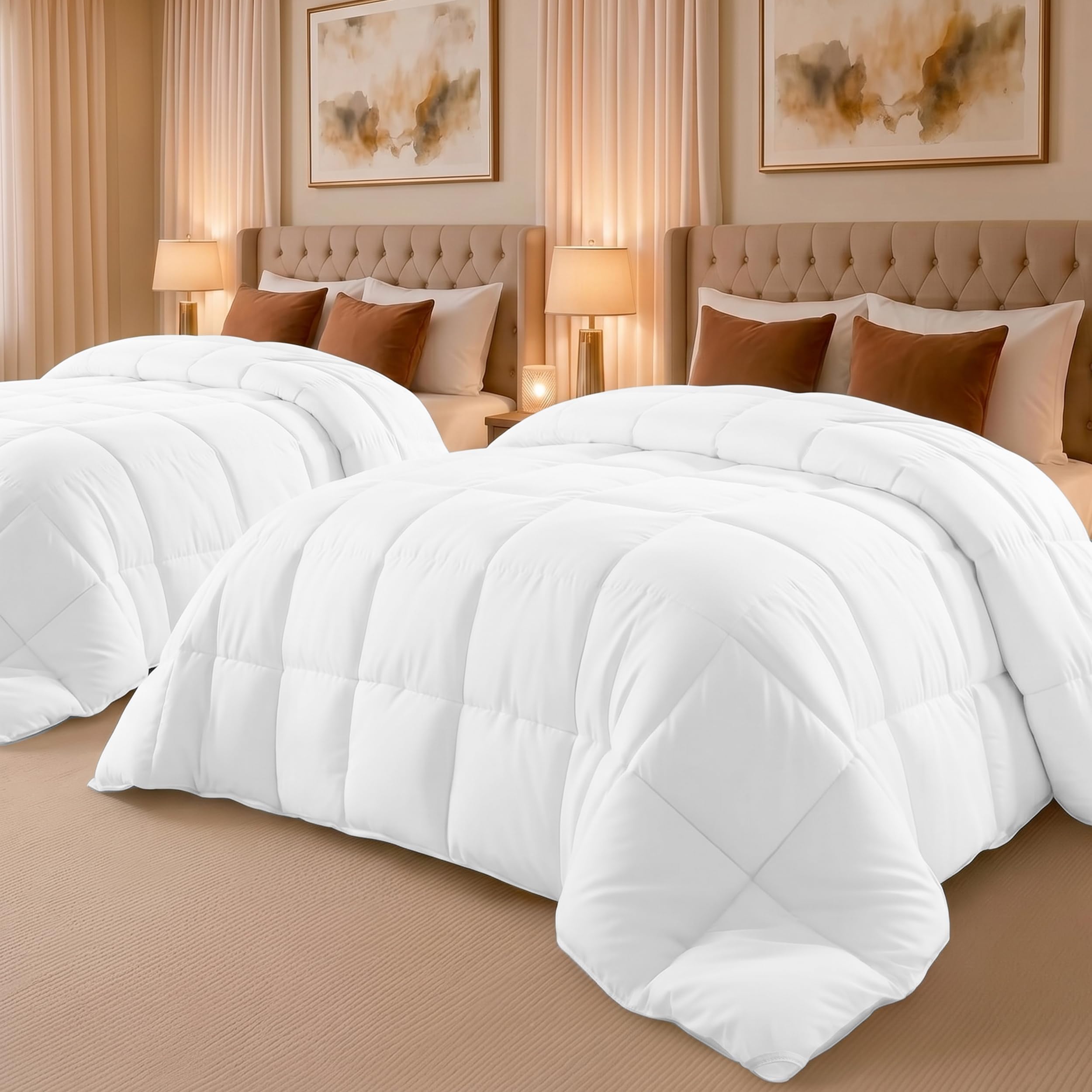 Utopia Bedding Queen Comforter 2 Pack, Duvet Insert, White, 88 x 88 Inches