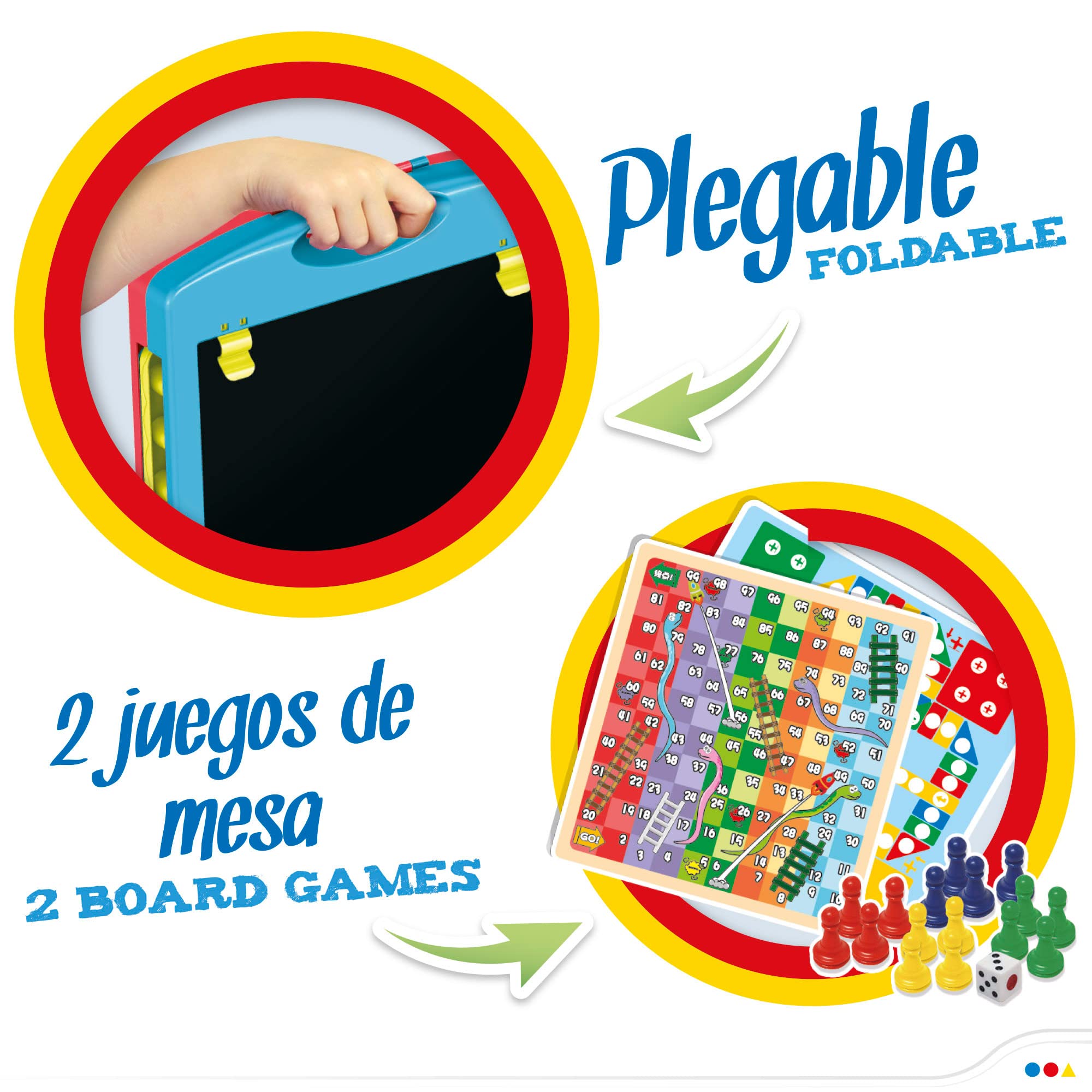 COLORBABY - Pizarra Infantil 2 en 1 portátil de sobremesa, Pizarra tiza y rotulador, magnética, Medidas 33x32x54, Juguete para niños y niñas (49593)