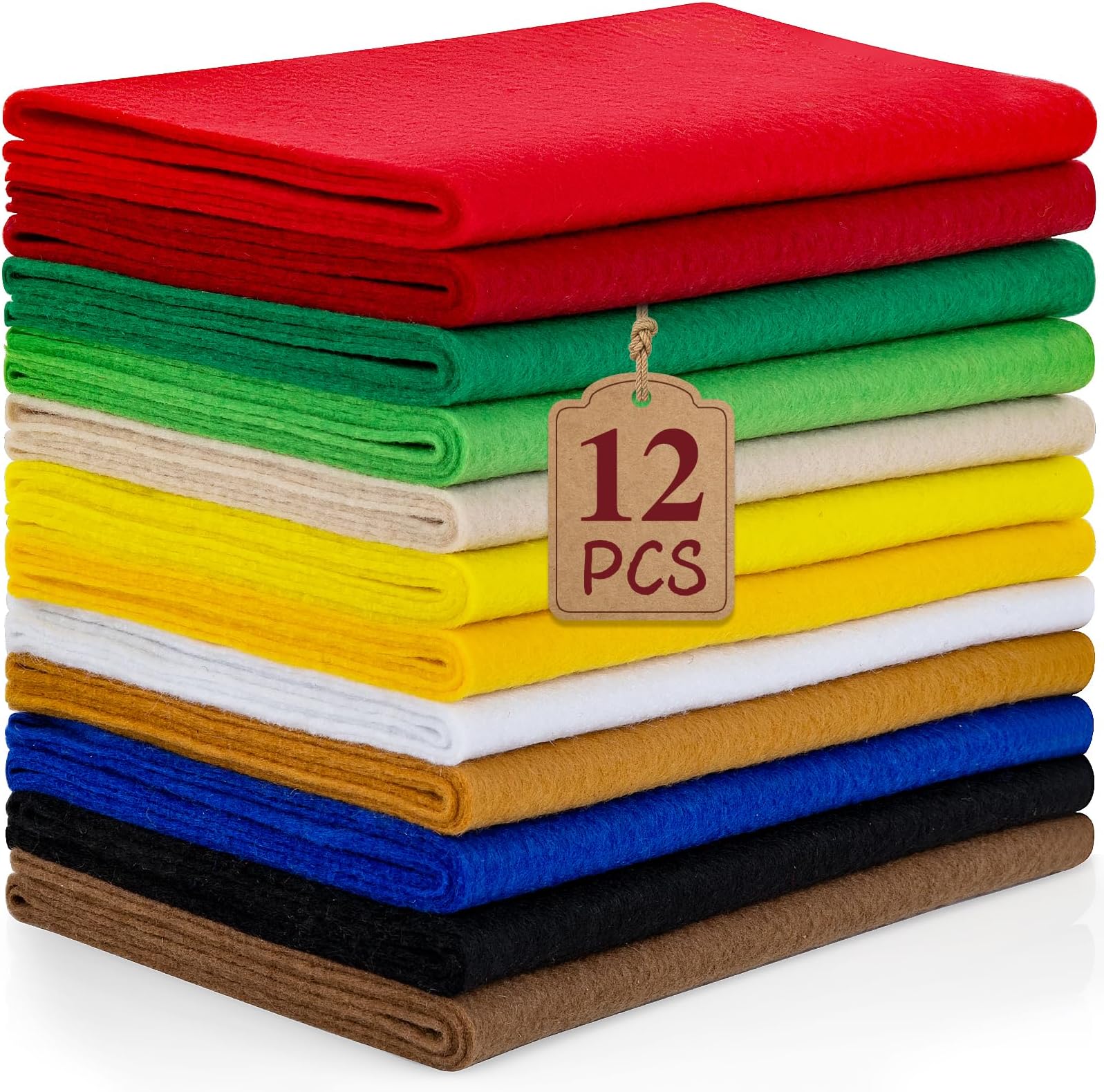 12 Rolls 8"x35"(20.5x90cm) 1.4mm Thick Soft Felt Fabric Sheet 12 Assorted Colors Felt Pack for DIY Craft Sewing Squares Nonwoven Patchwork
