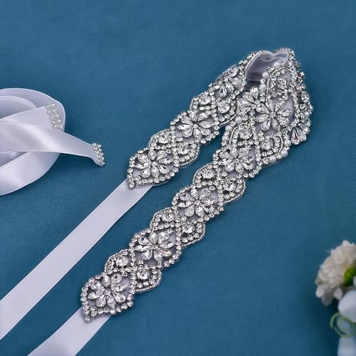 Miniatura 3 de Azaleas Cinturón de boda fino de cristal para mujer cinturón de novia para boda dama de honor accesorios de vestido de niña de flores 16 pulgadas