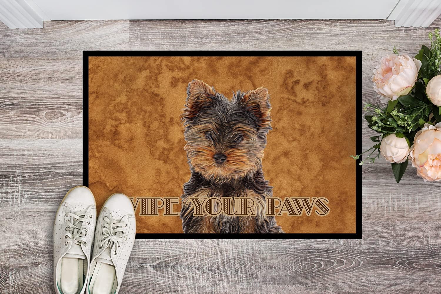 Caroline's Treasures KJ1223JMAT Yorkie Puppy/Yorkshire Terrier Wipe Your Paws Doormat 24x36 Front Door Mat Indoor Outdoor Rugs for Entryway, Non Slip Washable Low Pile, 24H X 36W