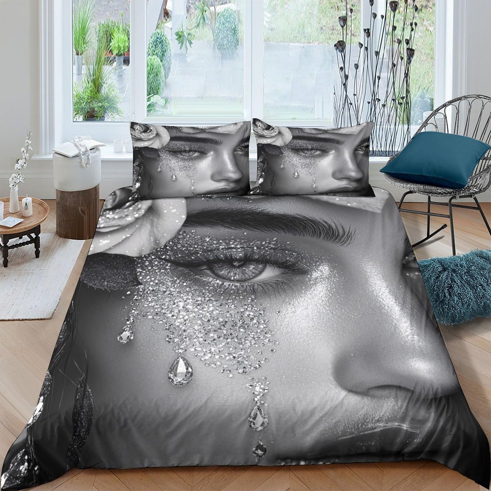 Ctjqhvkz Style-1 3D Printed Botanical Leaf Fitted Sheet Microfiber Soft Breathable Abstract Geometry Bed Cover For Bedroom Guest Room Decor Single（135X200cm）