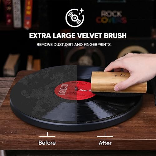 Miniatura 3 de SpinArt Kit de limpieza de discos de vinilo 8 en 1, incluye cepillos de terciopelo suave y microfibra, solución de limpieza LP, gel de lápiz para