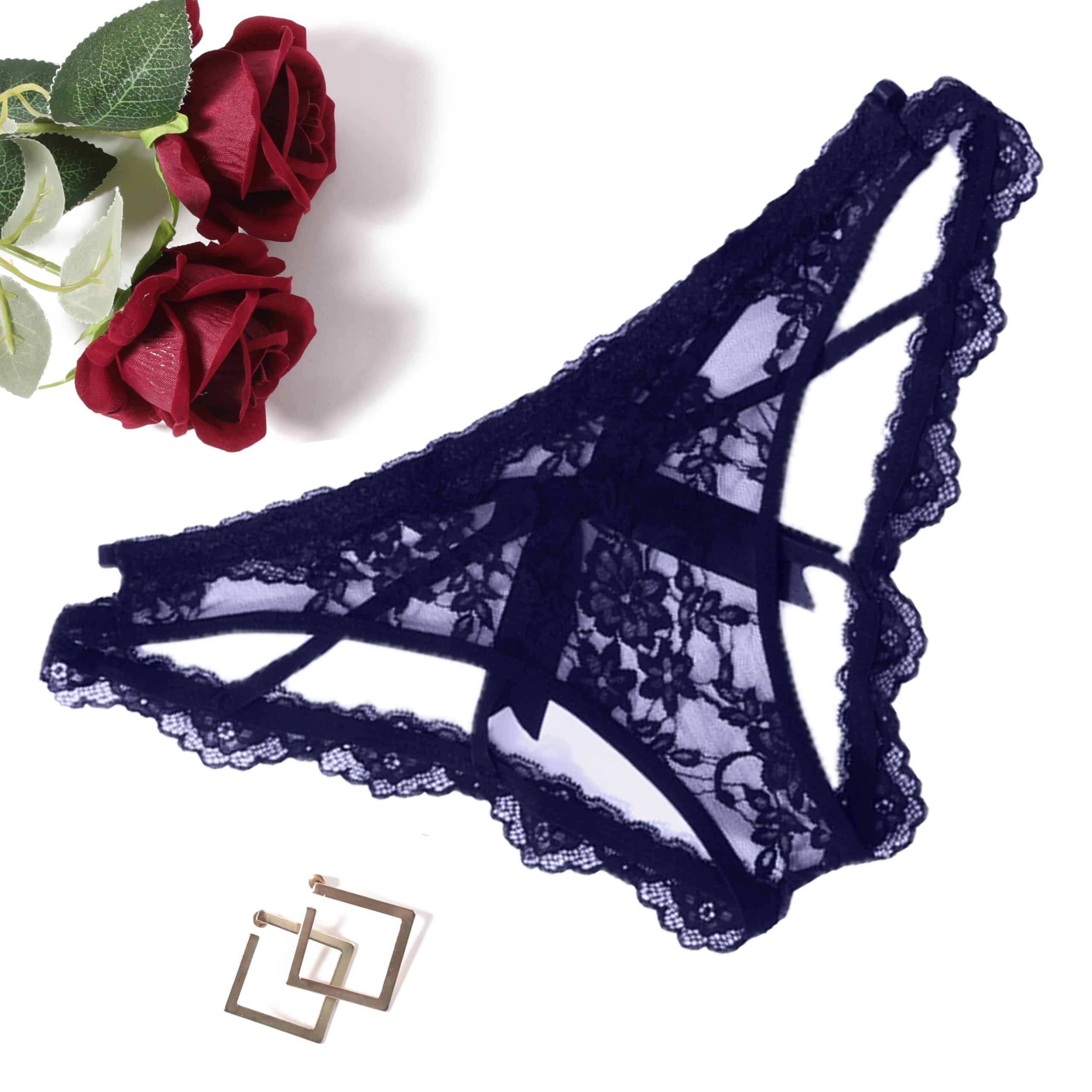 Avidlove Lace Panties for Women Sexy Cheeky Underwear with Cute Bow Back Hollow Out Low Rise Panty