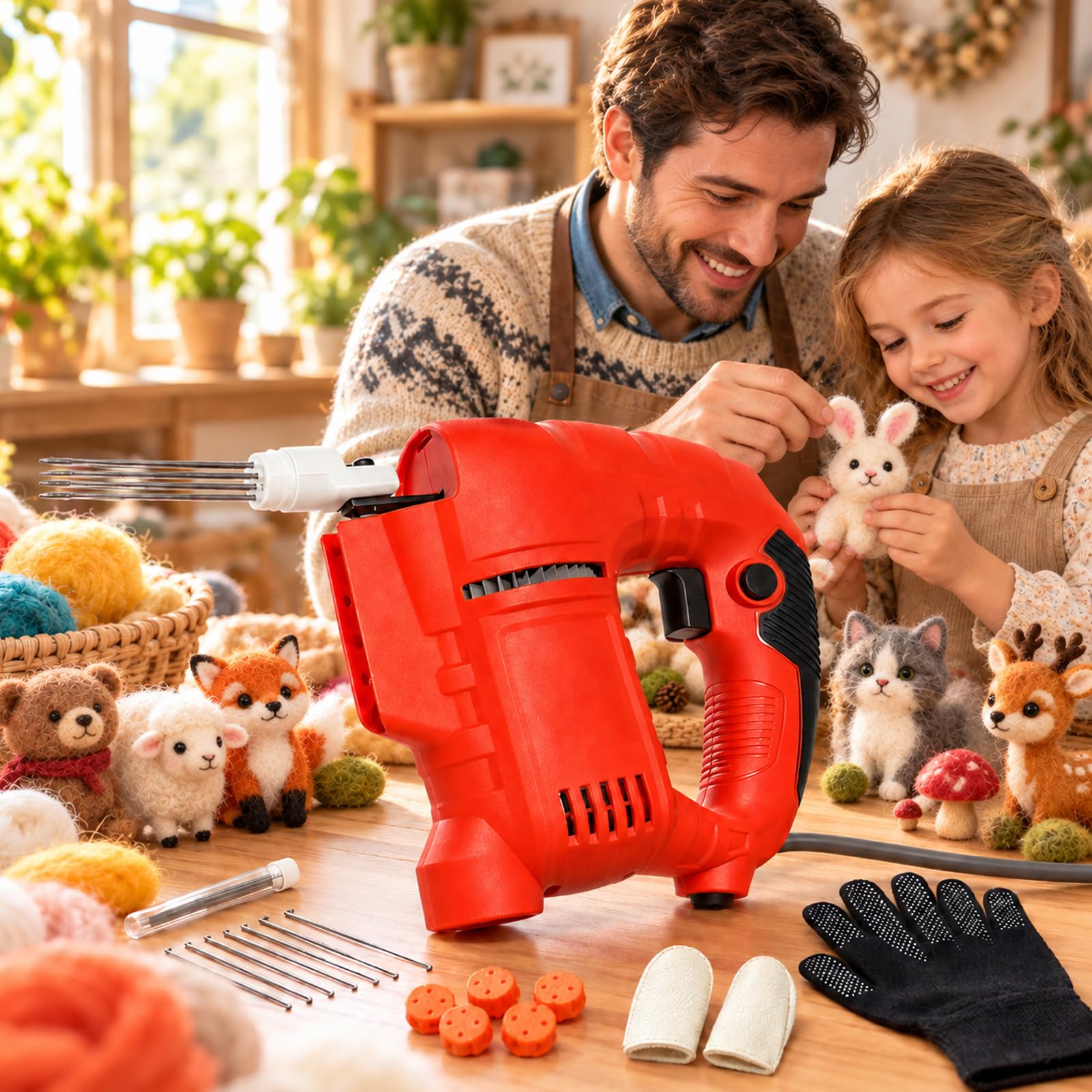Gift Edian Máquina Eléctrica De Fieltro Con Aguja De 710 W Con 1 A 7 Agujas Y 6 Velocidades Ajustables, Herramienta Eléctrica Portátil Para Fieltro De Lana, 3000 Rpm Y Boquillas Reemplazables