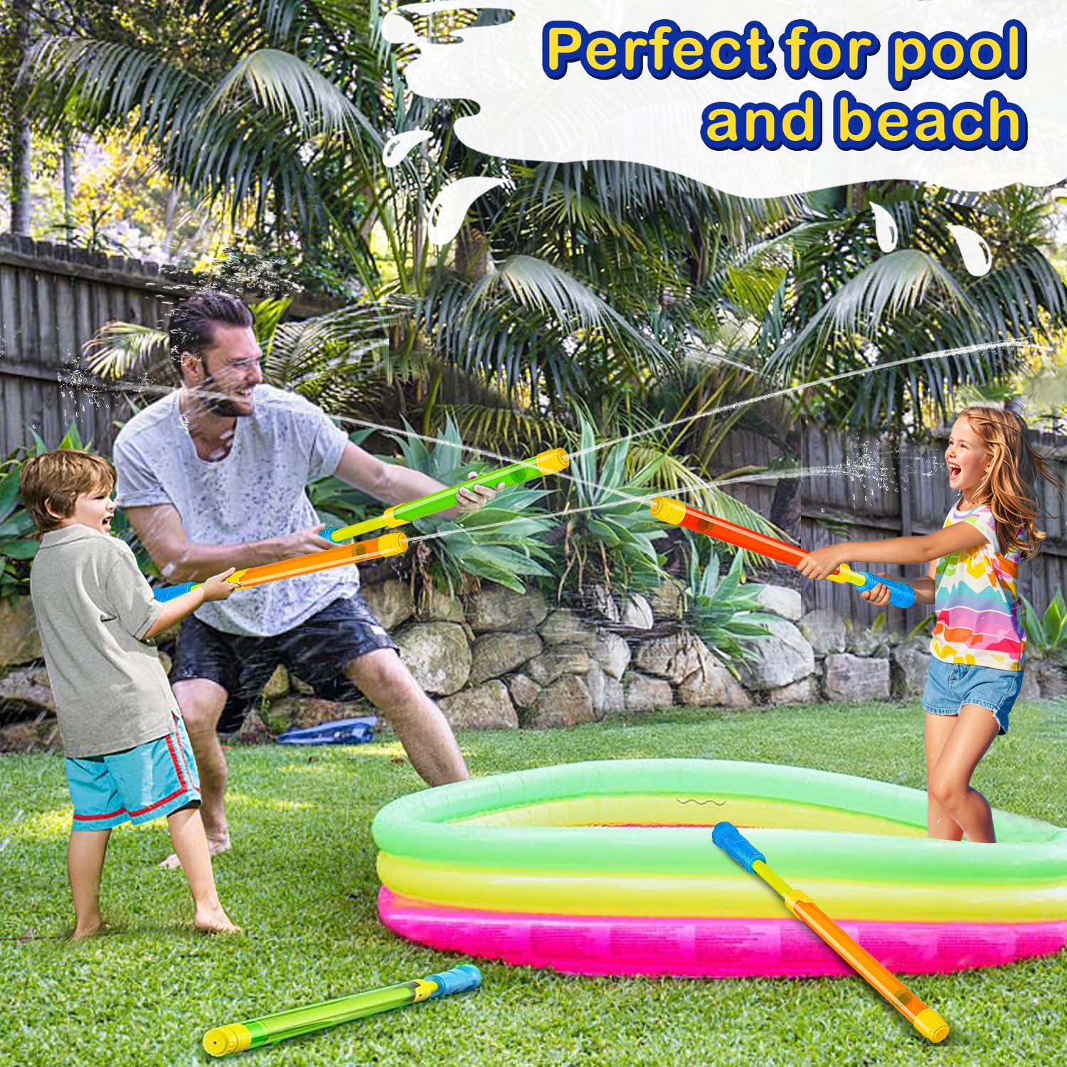 Pistola De Agua Para Niños Y Adultos | 3x480ml | Alcance 9-11m | Ideal Para Piscina Y Patio