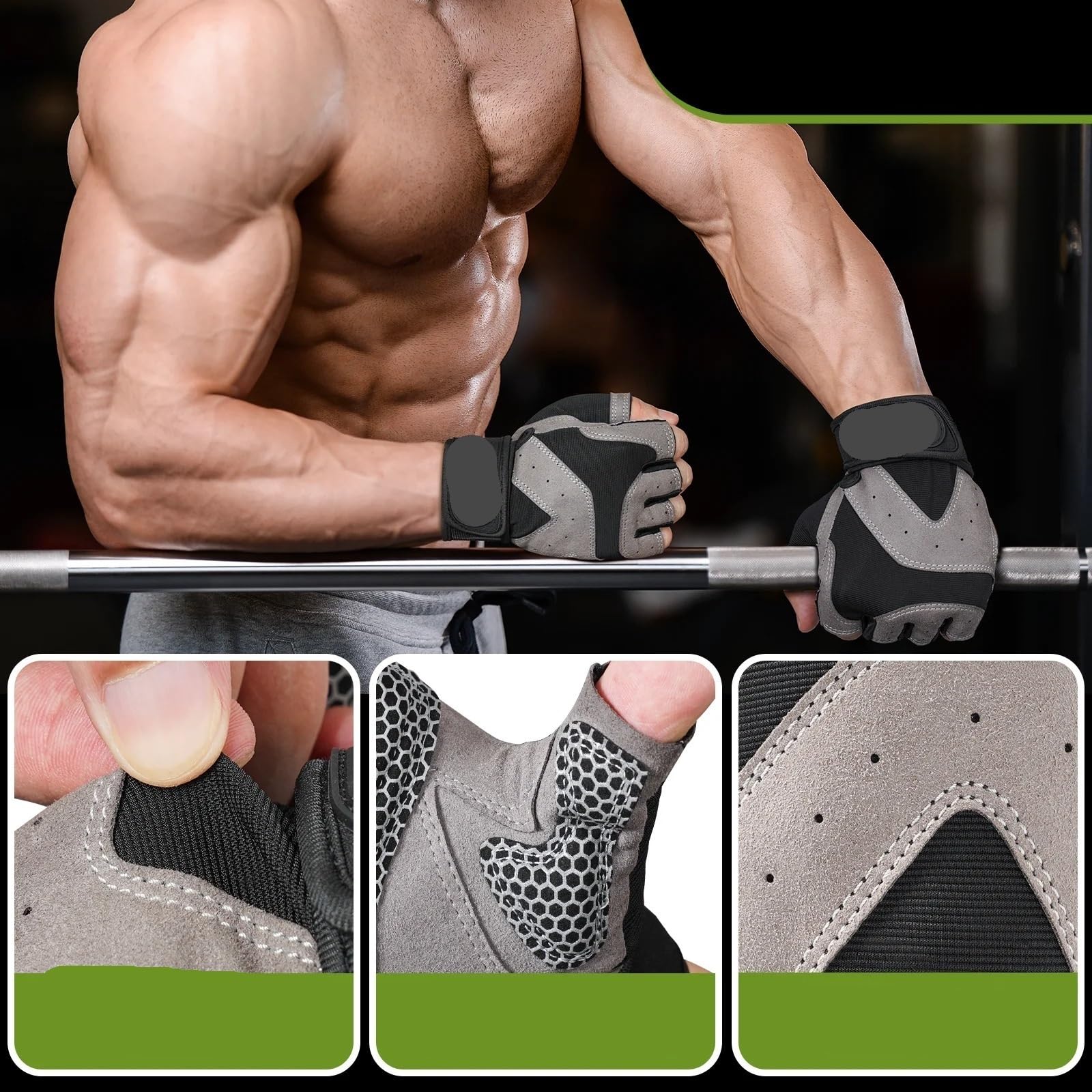 Guanti fitness Supporto for polsini for allenamento in palestra - Sollevamento pesi, traspirante, guanti da for uomo e donna per Outdoor