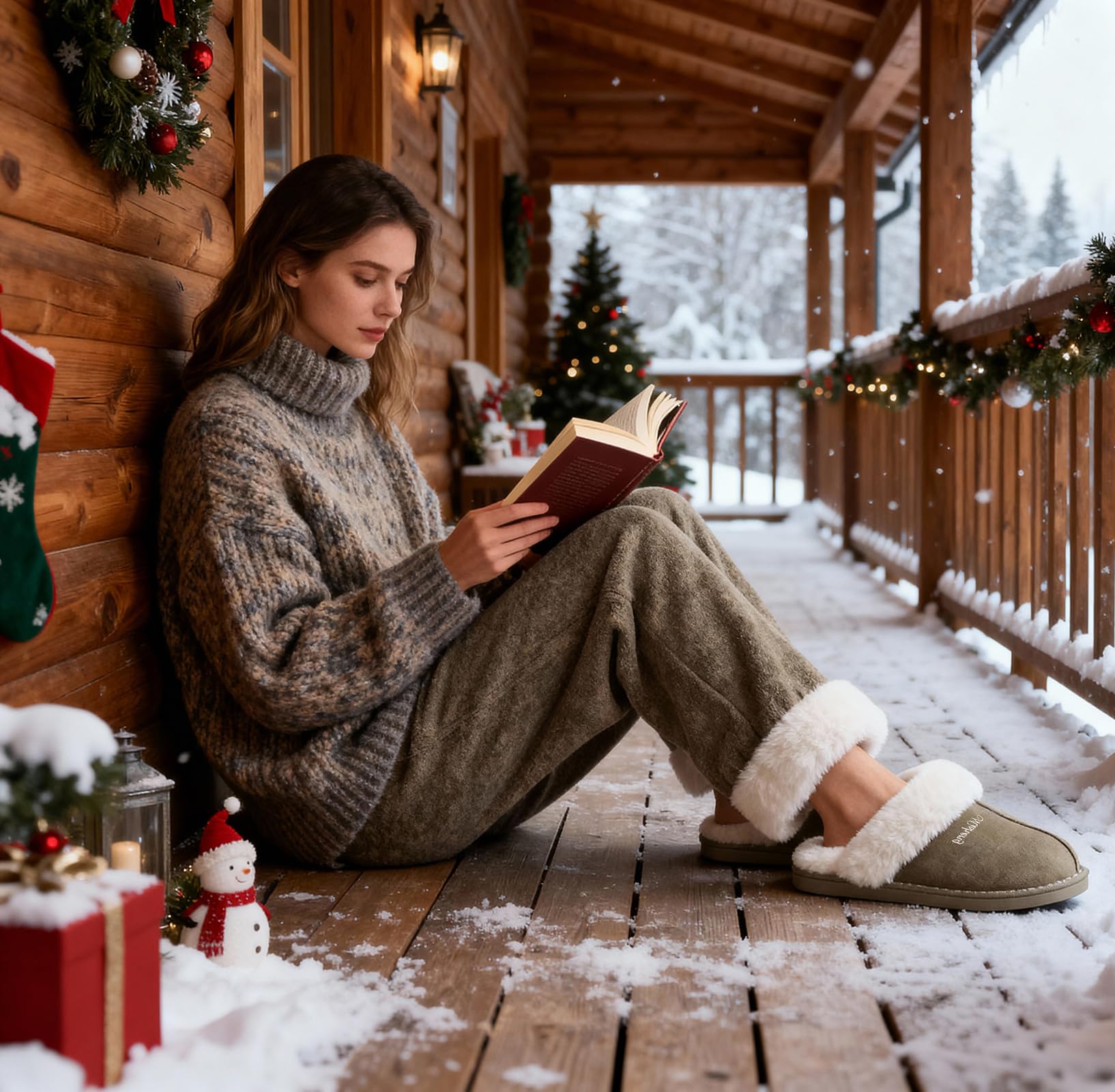 Coswind Pantofole Donna Uomo Invernali Peluche Ciabatte da Casa with Memory Foam Pelose Calde Comode Fluffy Antiscivolo Autunno Interno Esterno