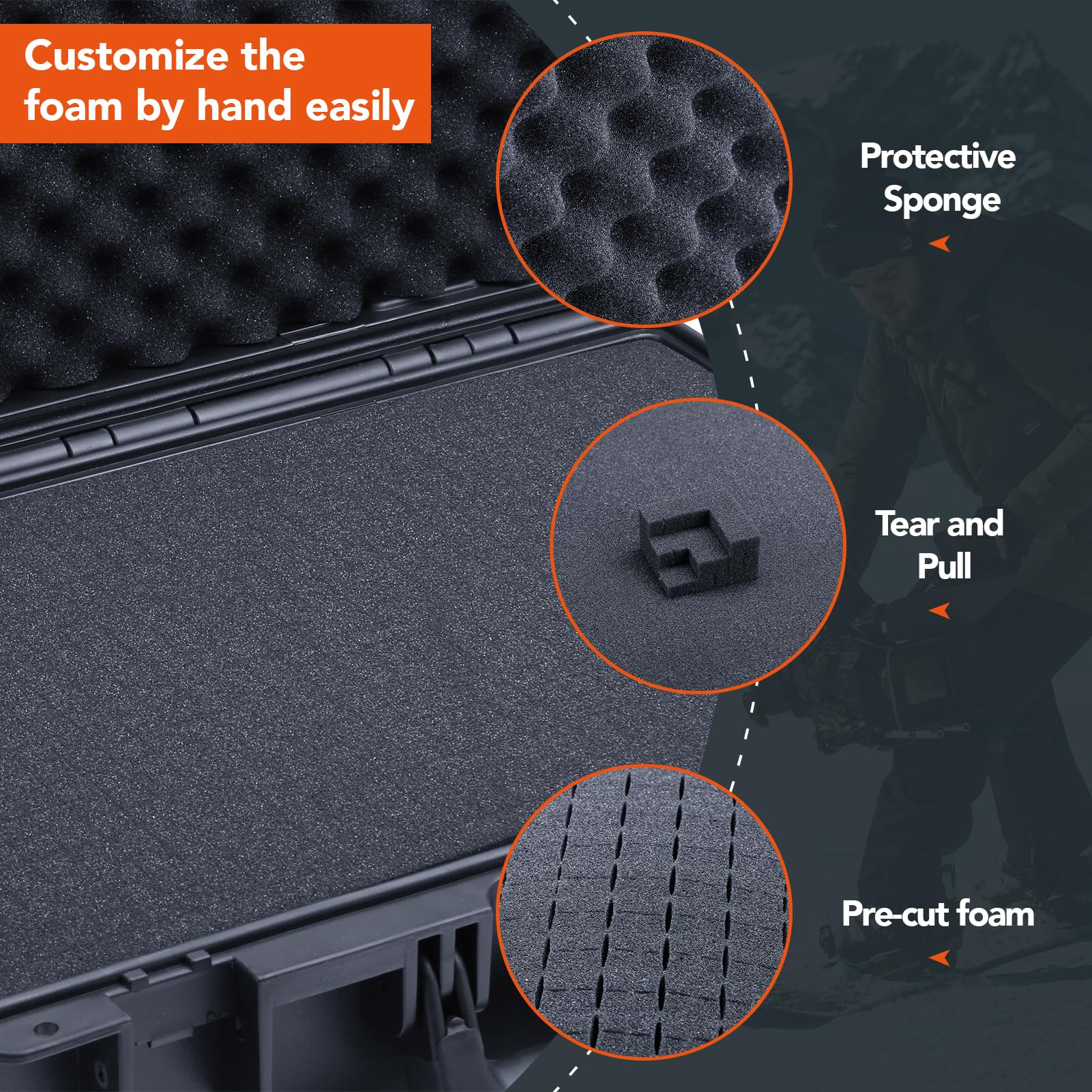 Lykus HC-3920 Maletín/Maleta/Estuche/Case rígida Impermeable con Espuma Personalizable, Tamaño Interior 38,9x22,7x17 cm, Adecuado para electrónica y más
