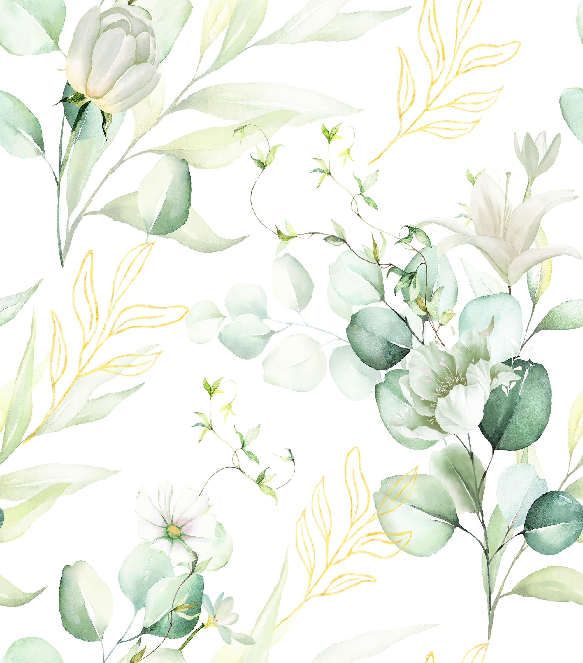 Papier peint floral adhésif amovible et vinyle imperméable 500x44cm