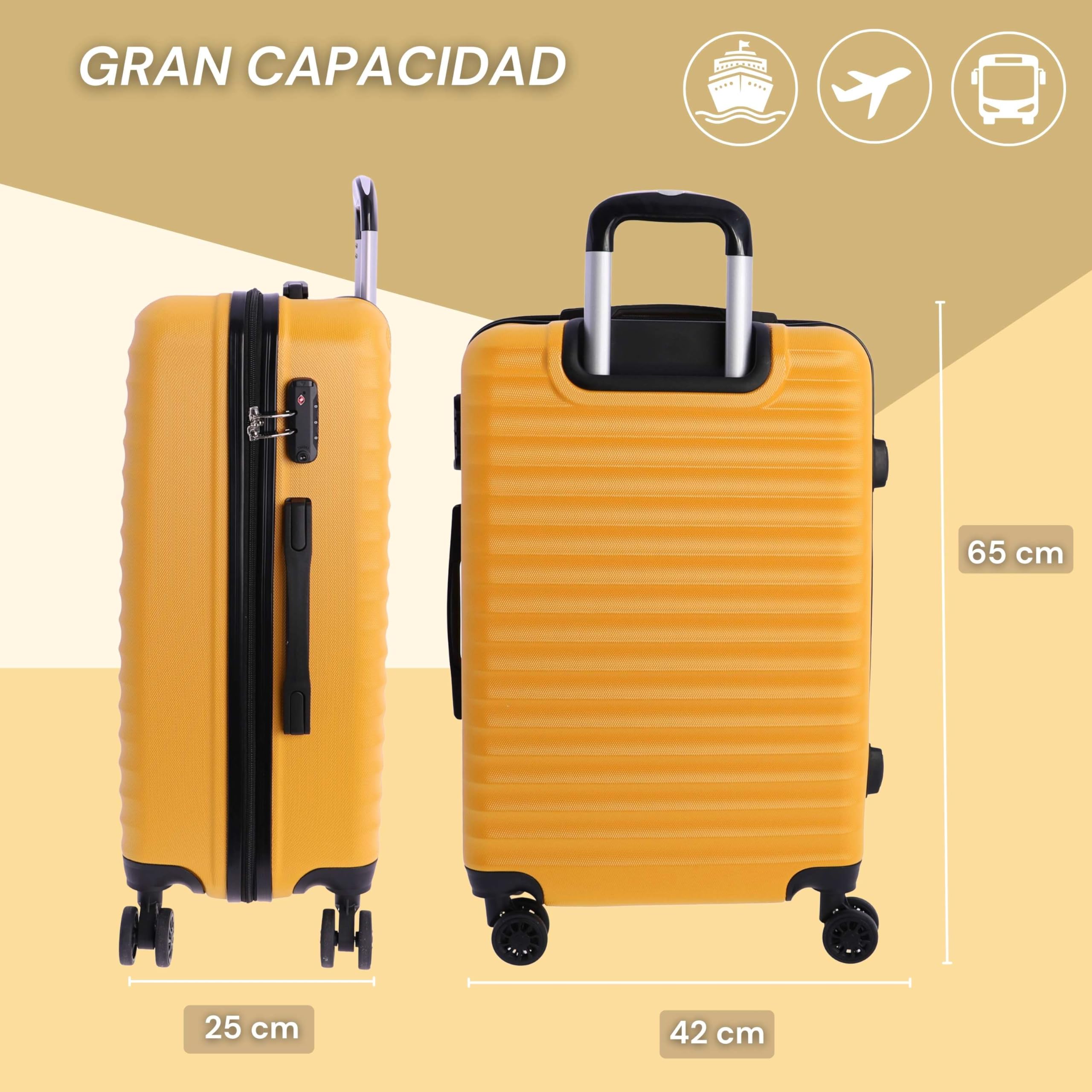 DON ALGODON Maleta Mediana 23 kg | Maleta de Viaje Rígida con 4 Ruedas Dobles 360º, Candado TSA y Asa Telescópica | Equipaje Resistente al Agua para Viajes en Avión - 2