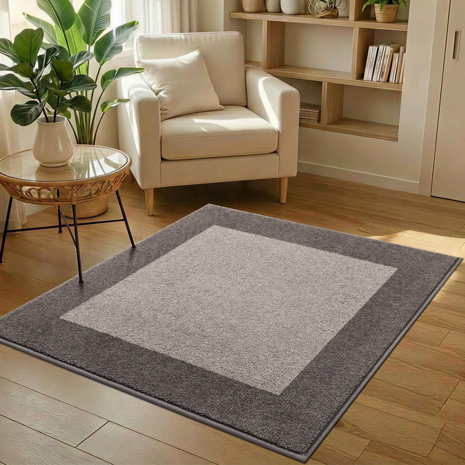 Square Rug 48" x 48", Non Slip Kitchen Rug for Floor, Roll Packing