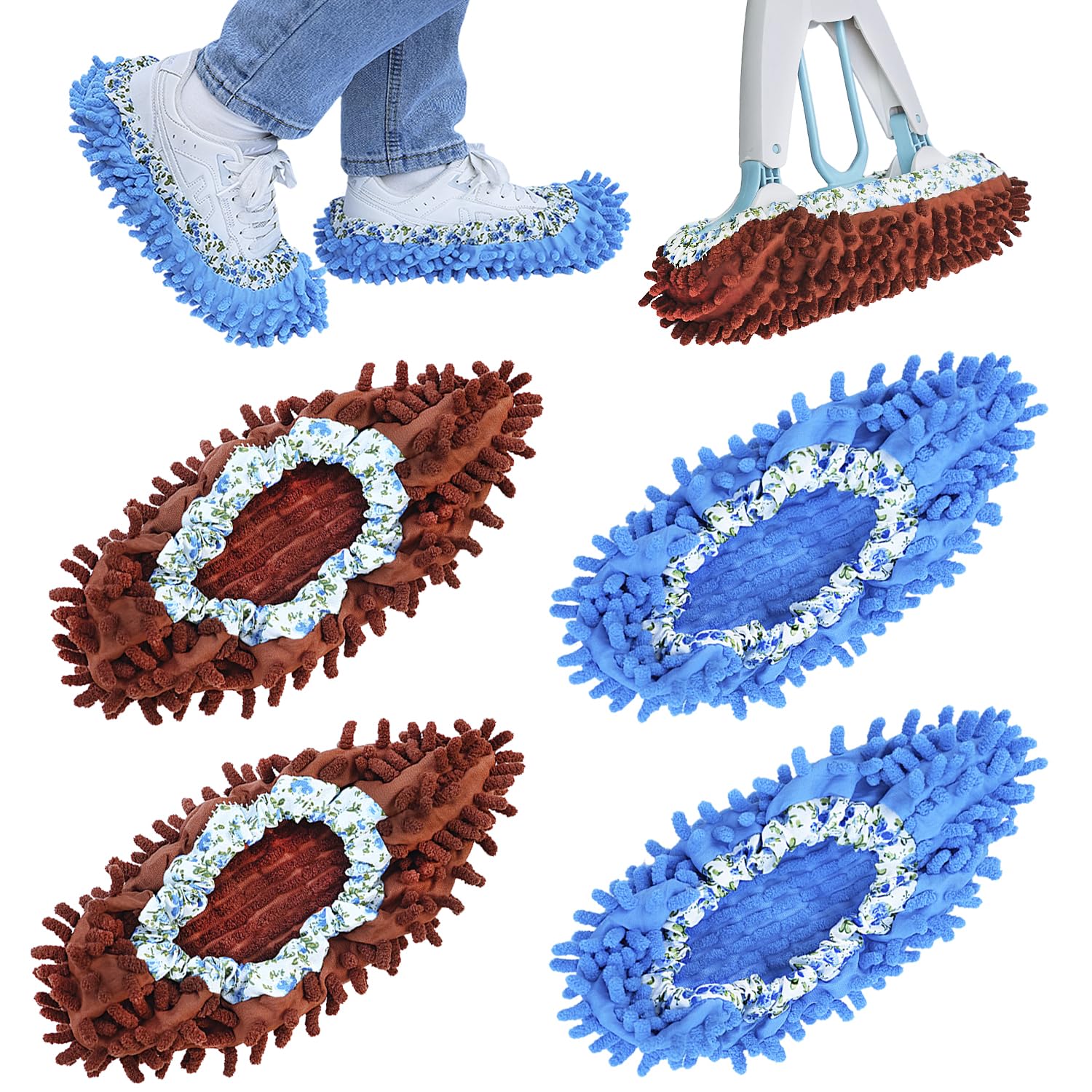 Mop Slippers Shoes Cover Duster - Microfiber Mopping Slippers for Floor Cleaning,Floor Cleaning Tools, Washable Reusable Mop Shoes Microfiber Foot Socks (2 Pairs)