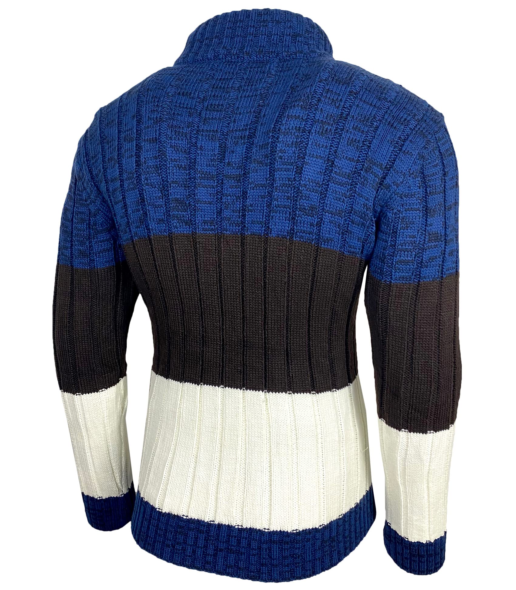 Jersey de punto grueso para hombre, cuello alto, chaqueta de invierno, diseño moteado, suéter B-51112, azul