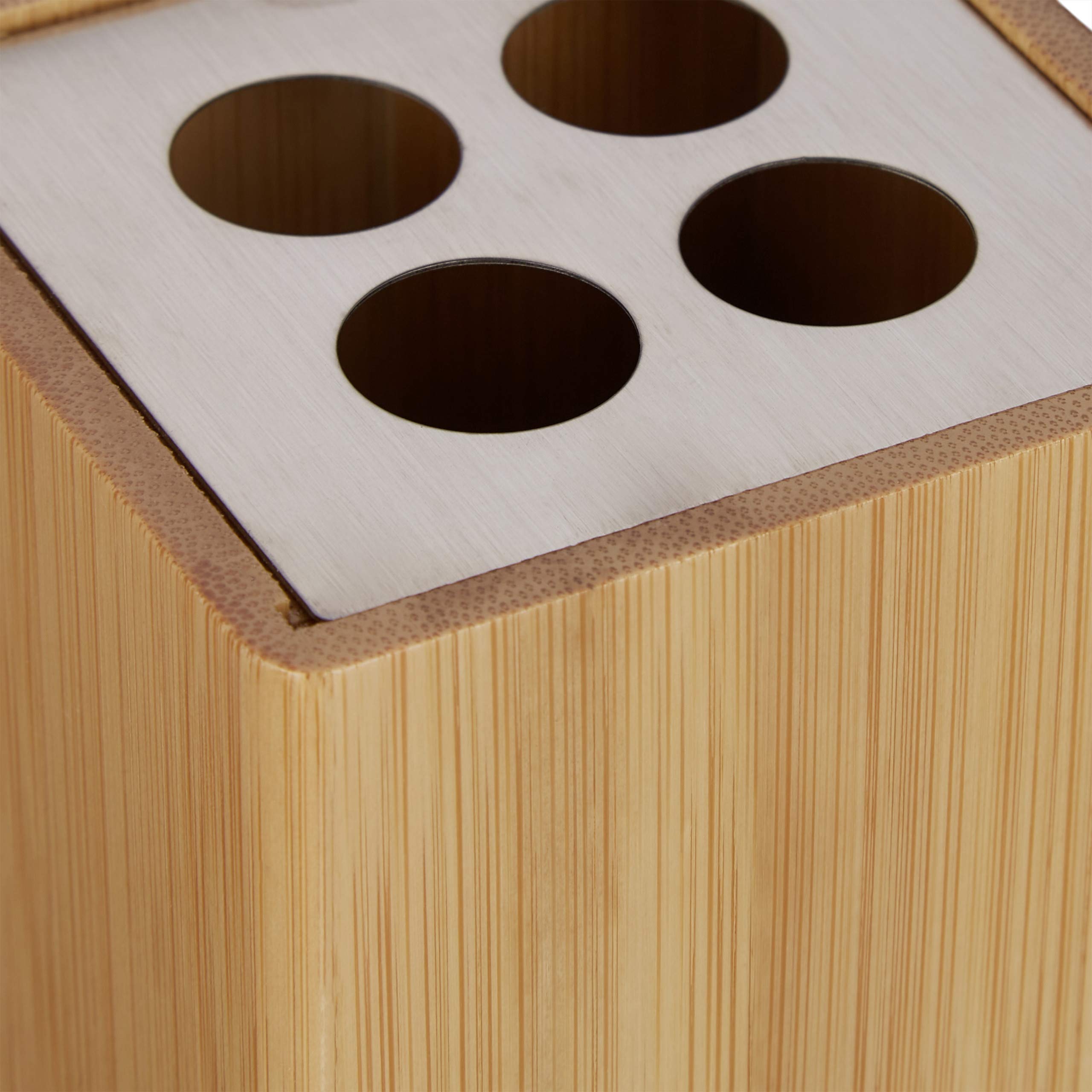 Relaxdays Set Bagno, Confezione 4 Accessori in bambù, Portaspazzolino, Porta Dentifricio, Portasapone & Vassoio,Naturale