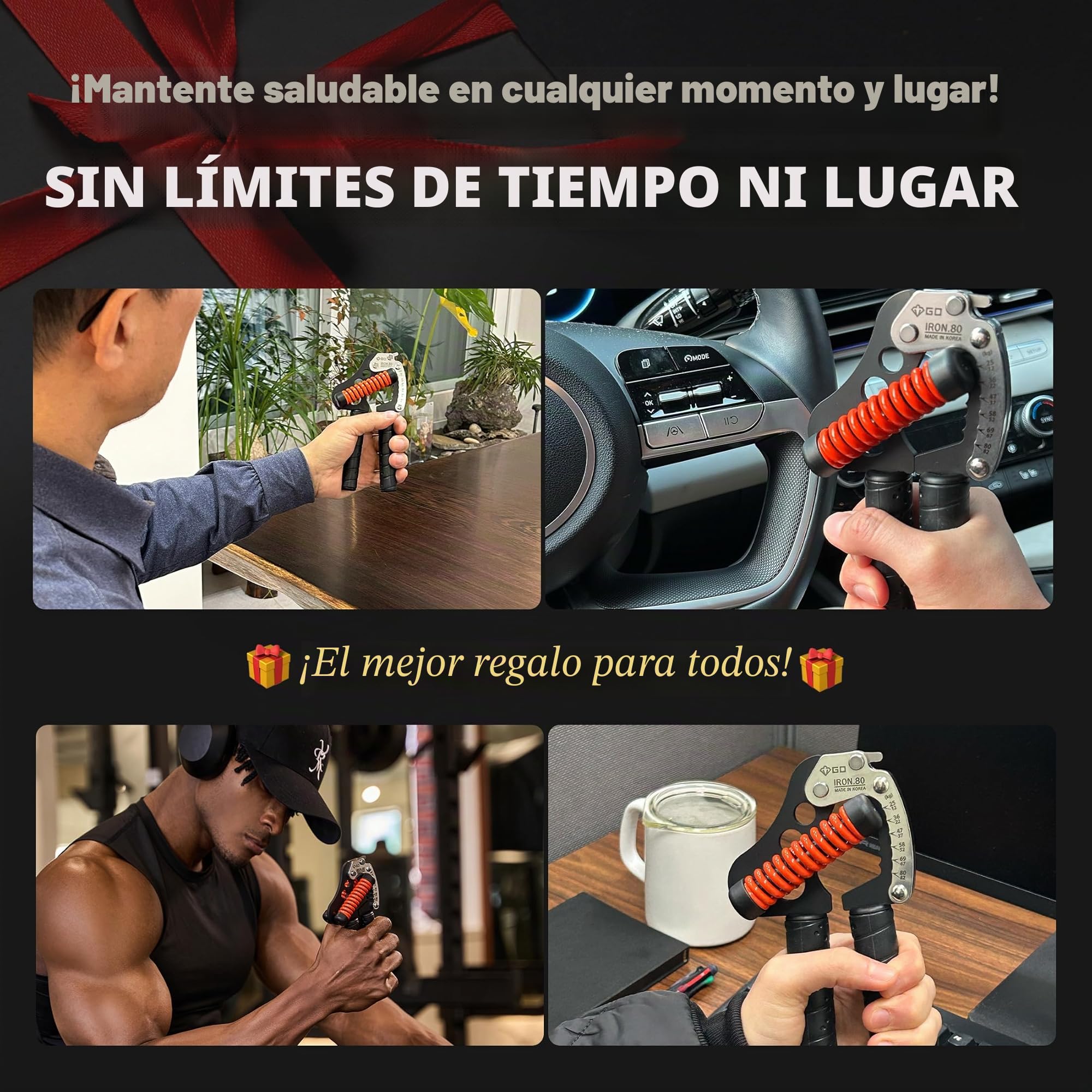 GD Iron Grip - Fortalecedor de agarre de mano (empuñaduras ajustables para entrenamiento de fuerza) Entrenador de fuerza de muñeca y antebrazo
