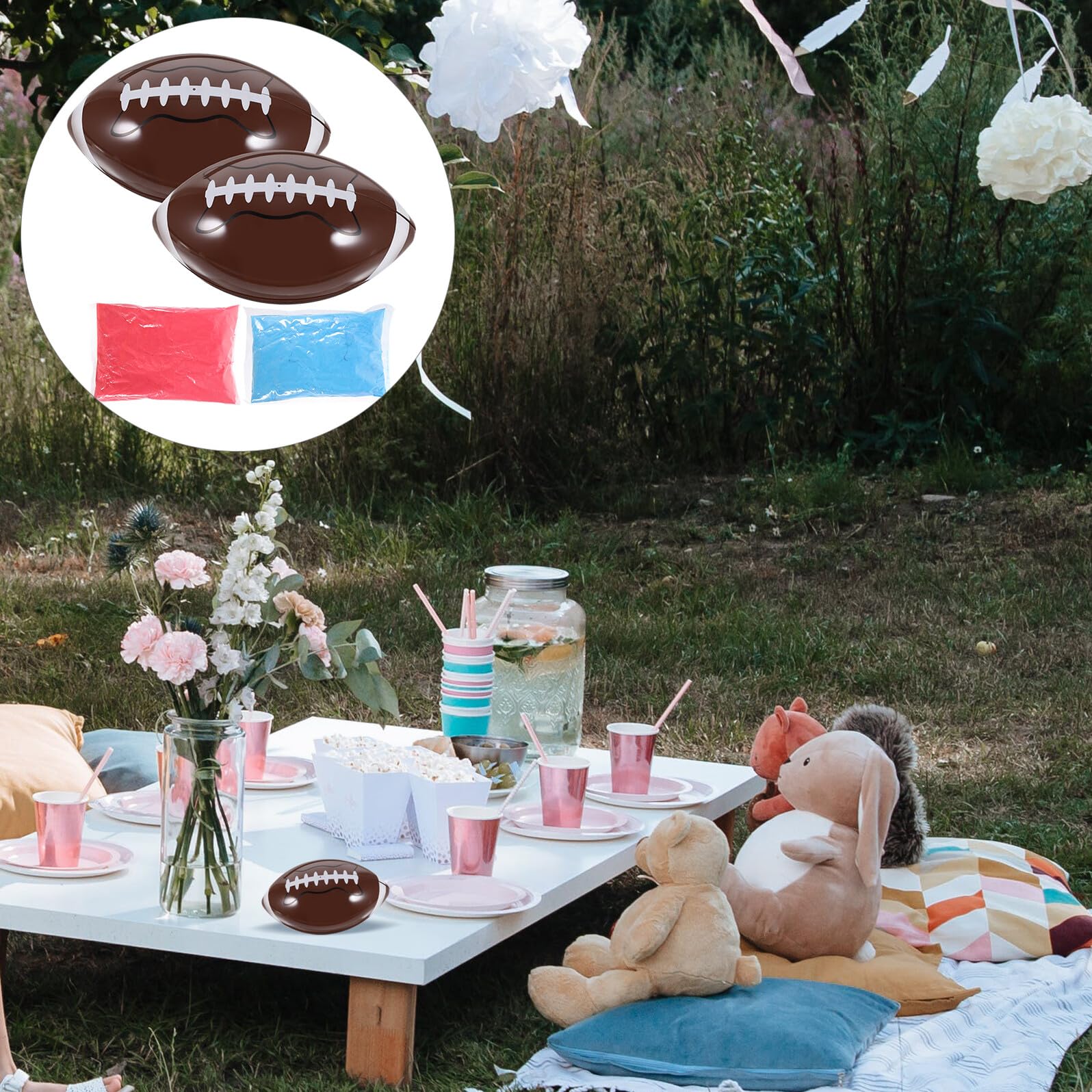 ARTIBETTER Gender Reveal Rugbyball mit Rosa und Blauem Puder 200g Pulverset für Babyparty Partydeko und Geschlechtsenthüllungsspiel