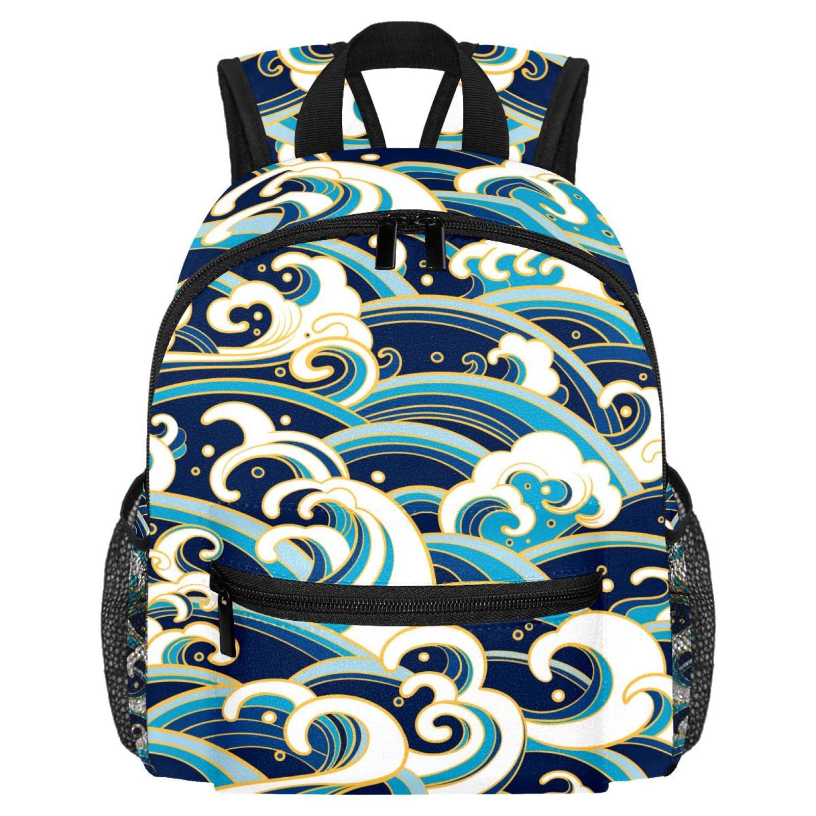 DJROW Mochila escolar tradicional Ocean Waves para niños y niñas, Multicolor, small