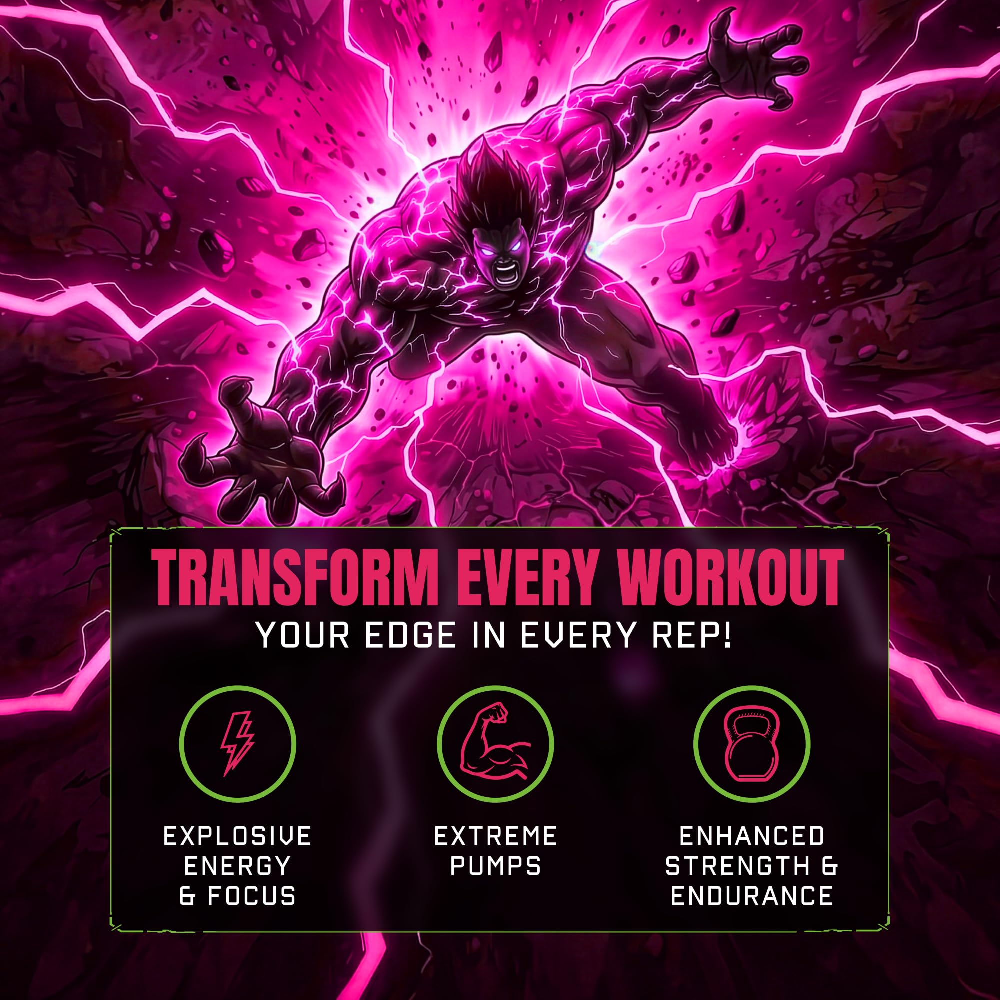 Outrage Ultra HIGH STIM Pre-Workout Powder for Men | 400mg Caffeine, L-Citrulline, Beta-Alanine, Creatine | Extreme Energy, Focus, Strength & Endurance (30 Servings, Strawberry Watermelon) — Amazon image 4