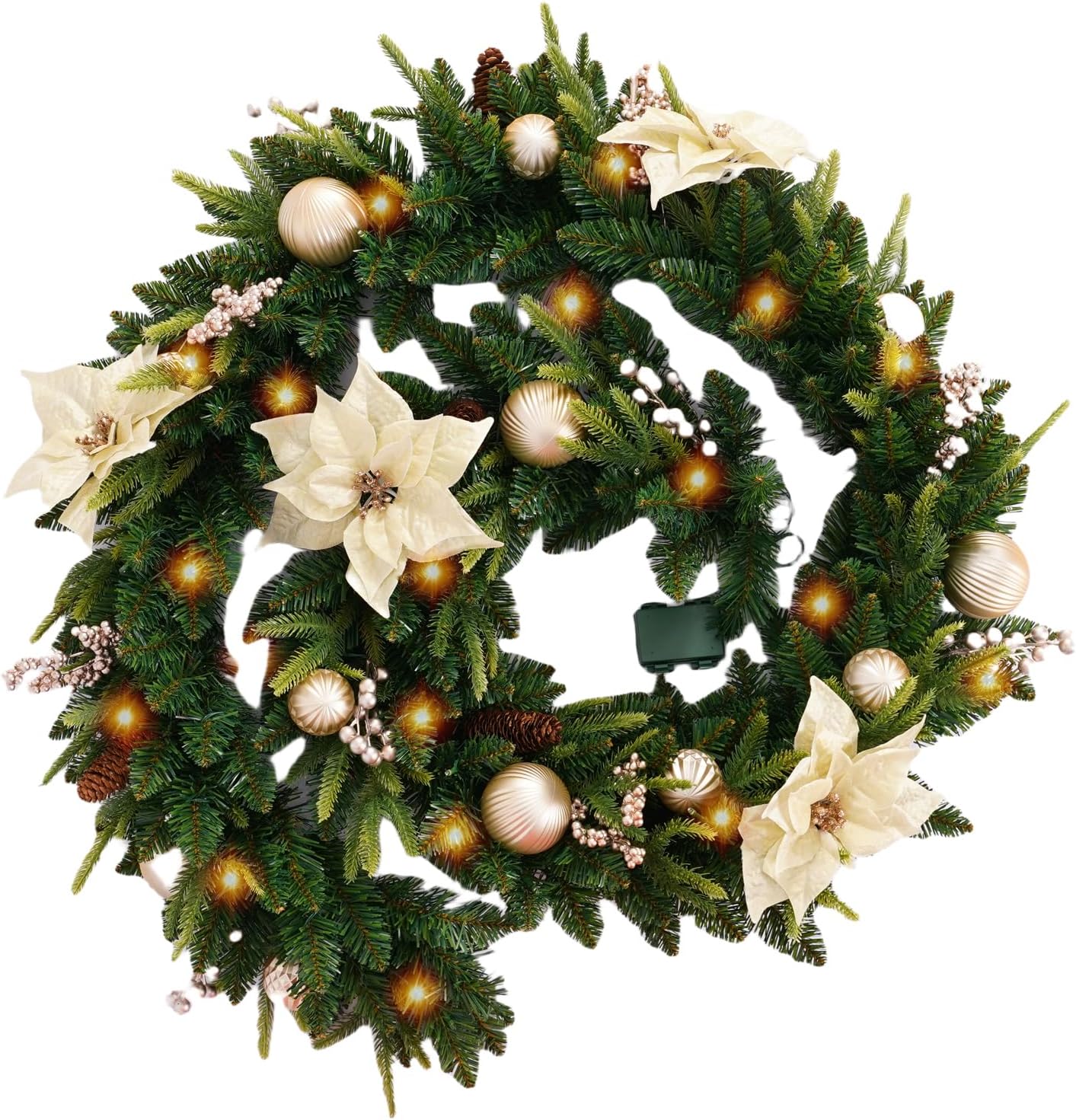 9 Feet Pre-Lit Artificial Christmas Garland Long Green, White Lights 50LED Warm Lights for Mantle Stairs Fireplace Indoor/Outdoor Xmas Decoration Christmas Collection Green/White