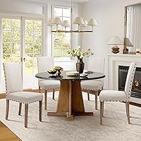 Vista 4 de Parsons Kitchen Dining Chair Set Room Modern Upholstered Stylish Fabric High Back with Bronze Nailhead Trim, 6-Pack