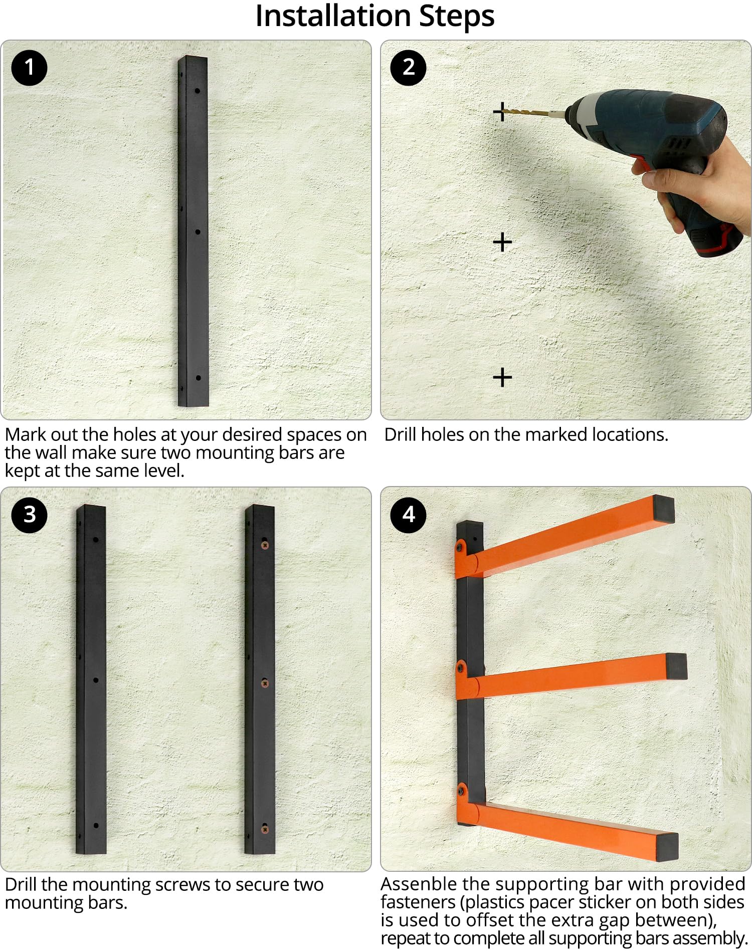 QWORK® 2 Pezzi Ganci per garage, ganci da parete garage, caricabile fino a 100 kg, pieghevole, per scala, biciclette, tavola