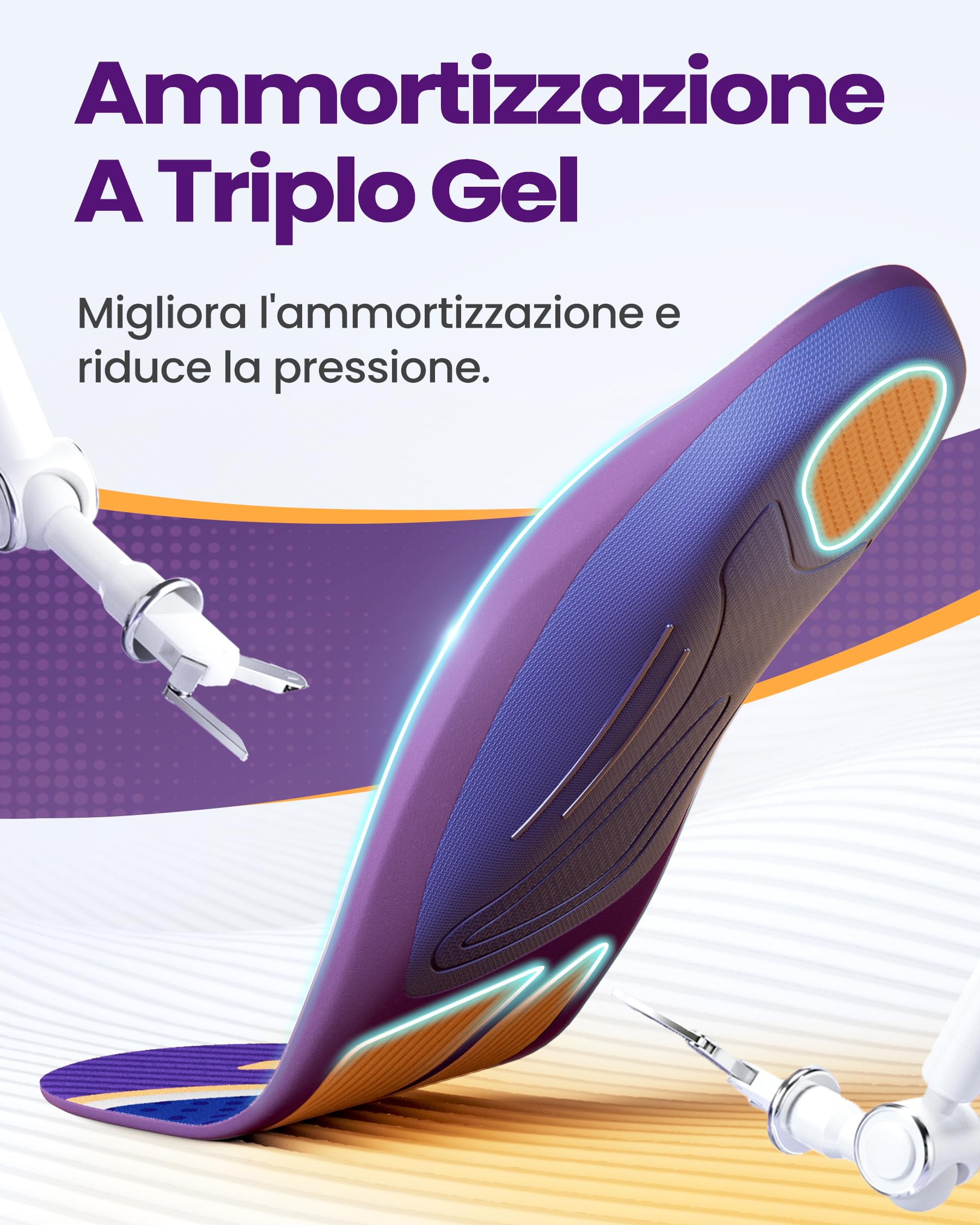 Plantari per Spina Calcaneare, QBK Plantari Anti Dolore indicato per Piede Piatto, Arco Plantare Alto, Iperpronazione, Gambe Aparenti, Per Camminare, In Piedi, Lavoro. M