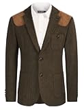 Men's Blazer Herringbone Tweed Sport Coats Two Button Wool Blend Formal Jacket